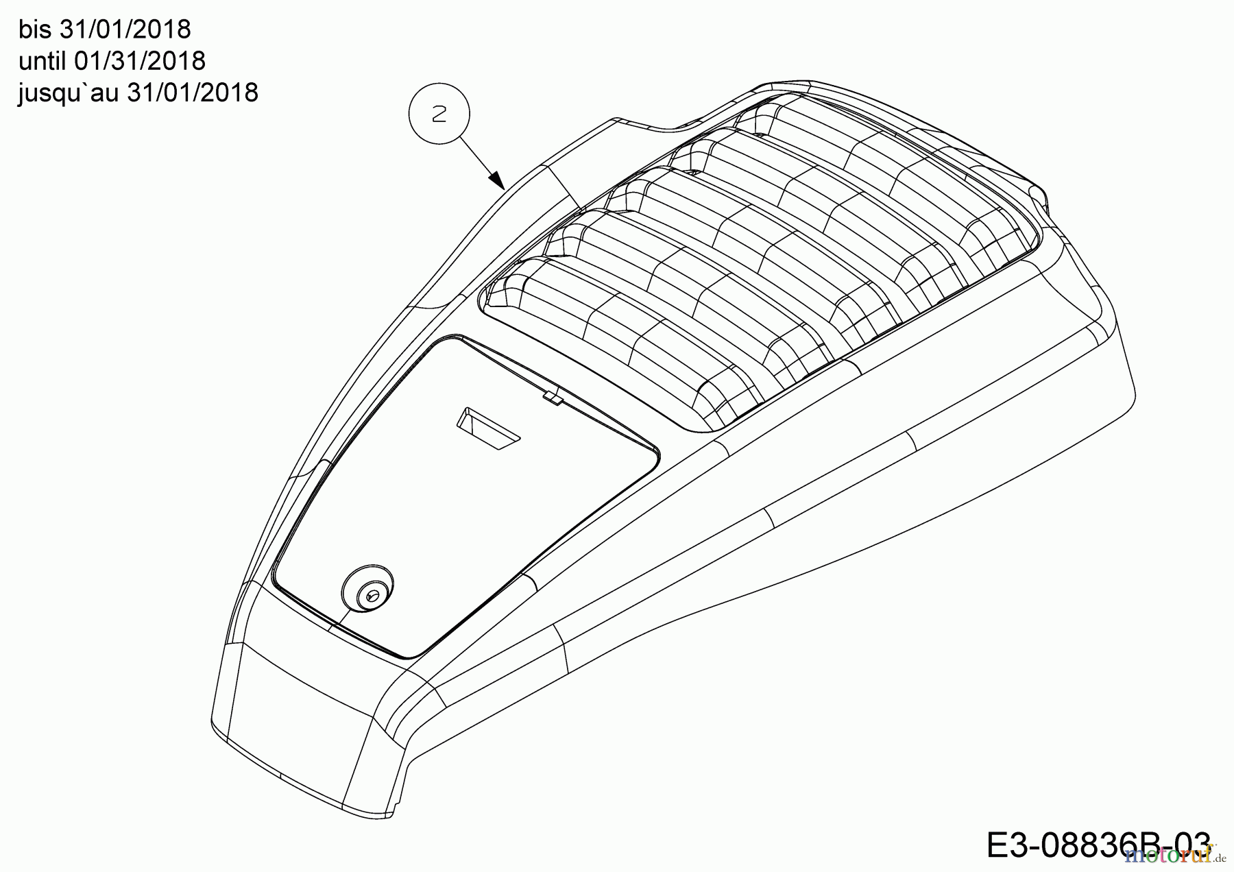 Cub Cadet Motormäher mit Antrieb LM2 DR46S 12BBTQKC603 (2018) Motorhaube bis 31/01/2018