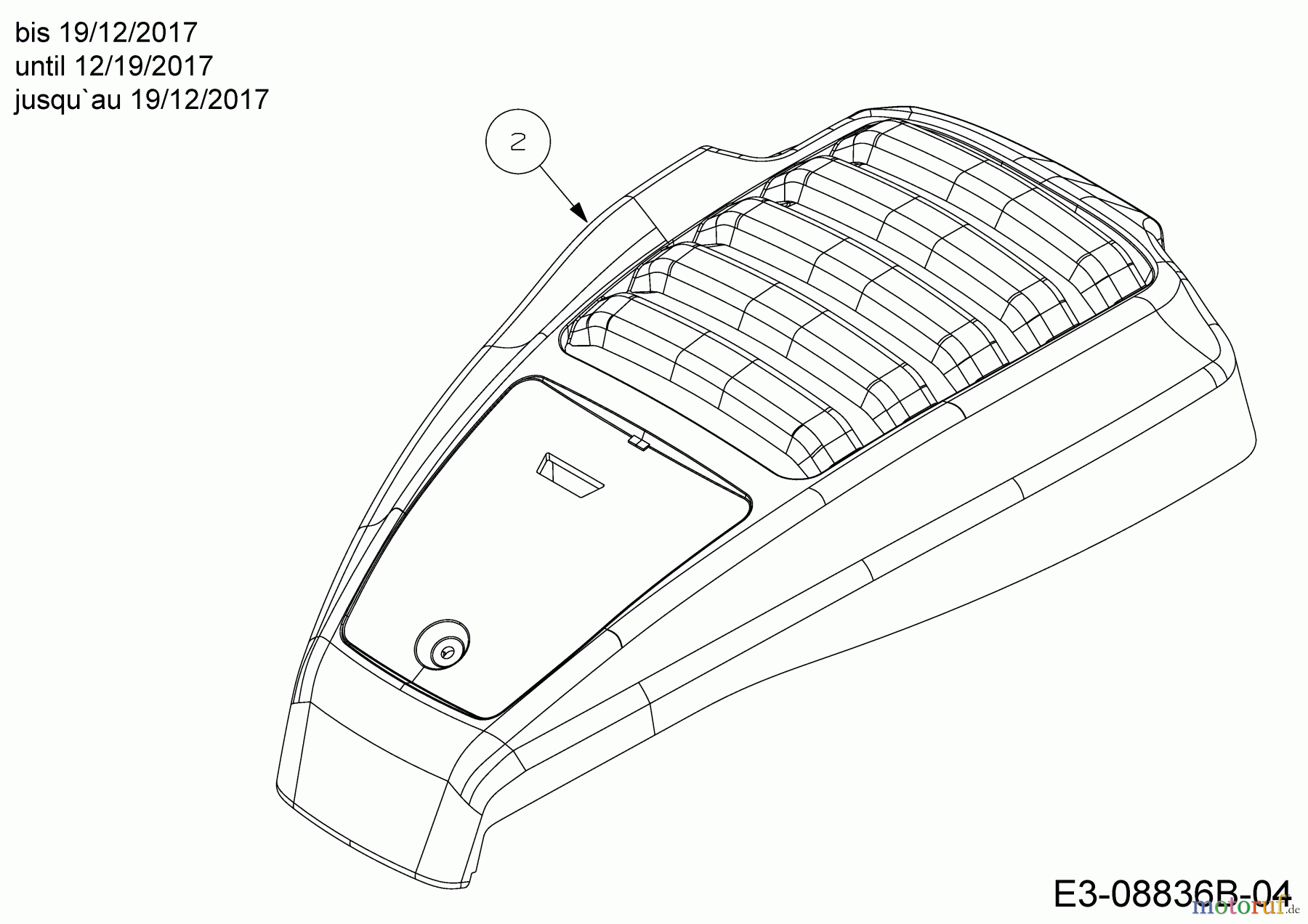  Cub Cadet Motormäher mit Antrieb LM3 DR53ES 12BCPVS7603  (2018) Motorhaube bis 19/12/2017
