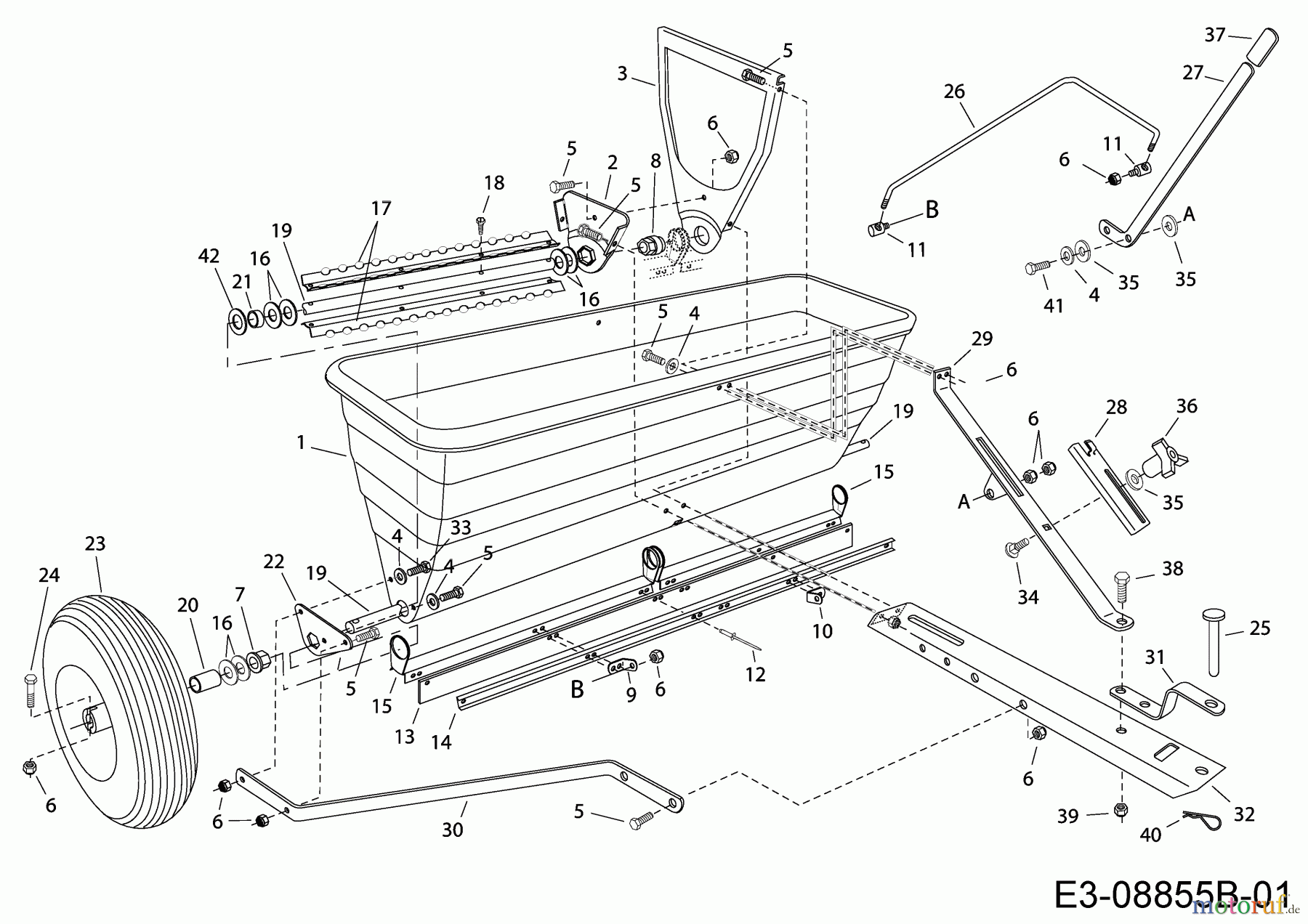  MTD Zubehör Zubehör Garten- und Rasentraktoren Streuer 45-02881  (196-003-000) 196-003-000  (2000) Grundgerät