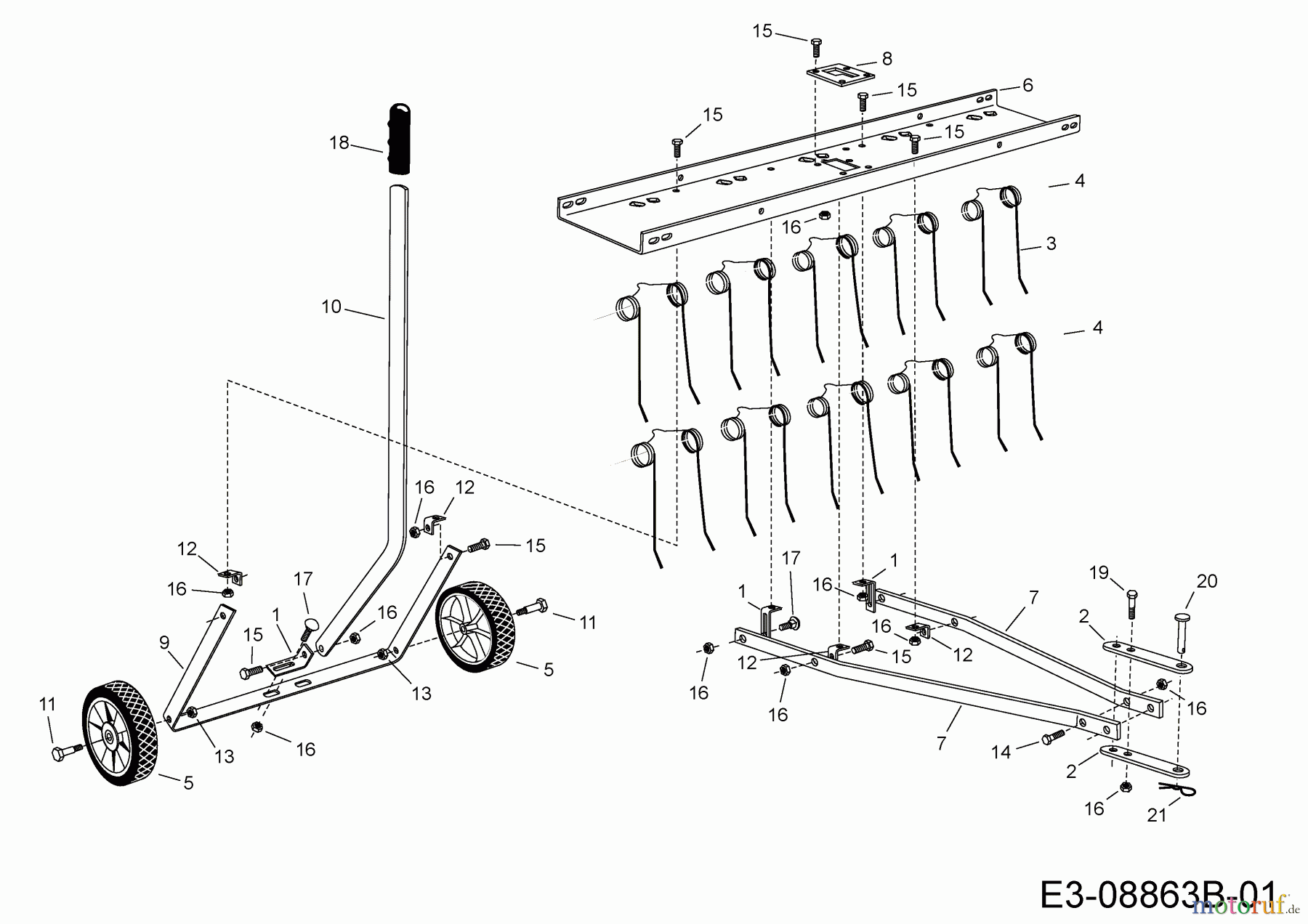 MTD Zubehör Zubehör Garten- und Rasentraktoren Rasenlüfter 45-02951 (196-010-000) 196-010-000 (2009) Grundgerät