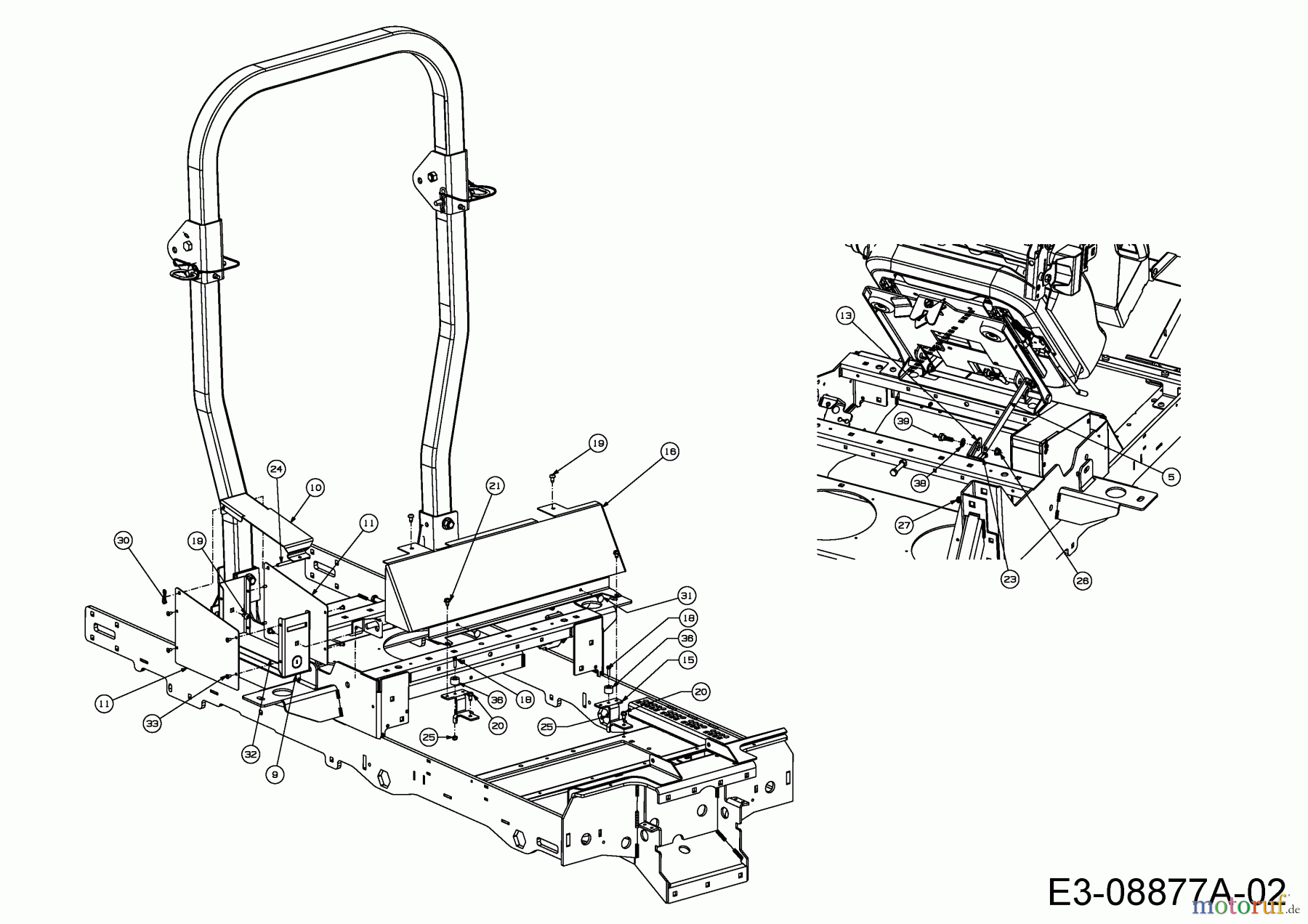  Cub Cadet Zero Turn Tank SZ 60 Commercial 53RI2PUD050  (2015) Sitzabdeckung, Sitzentriegelung
