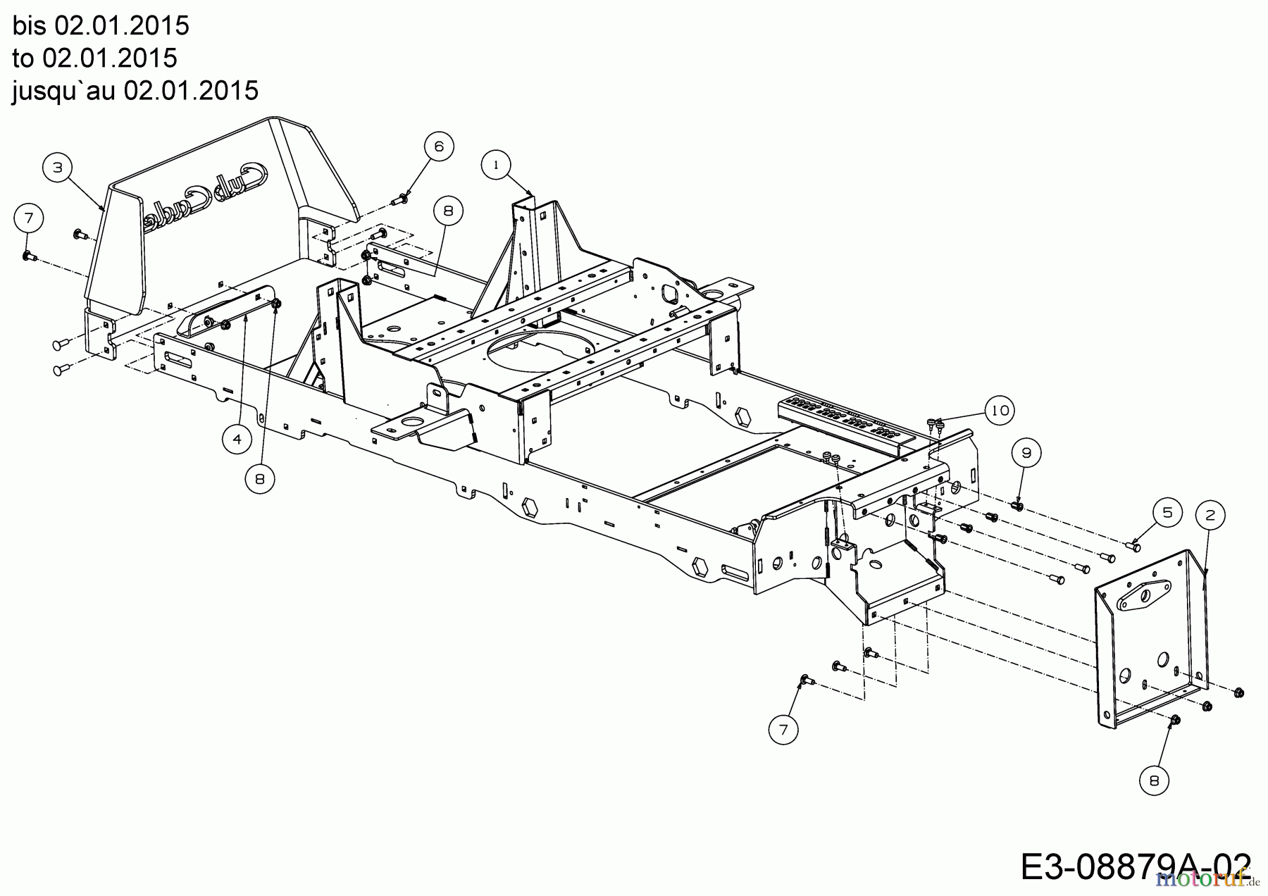  Cub Cadet Zero Turn Tank SZ 60 Commercial 53AI2PUD603  (2015) Rahmen, Stoßstange hinten bis 02.01.2015