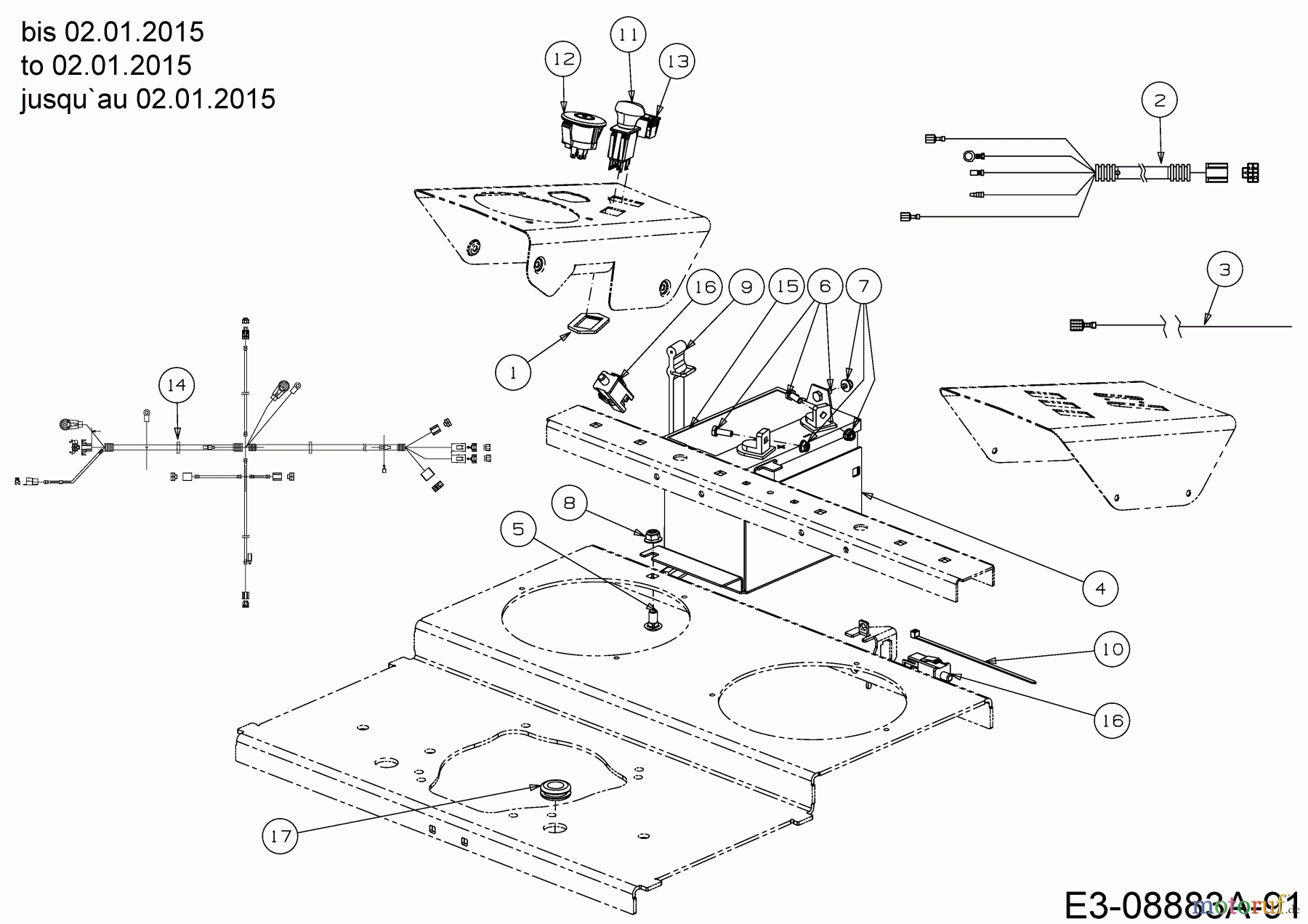  Cub Cadet Zero Turn Tank SZ 60 Commercial 53AI2PUD603  (2015) Elektroteile bis 02.01.2015