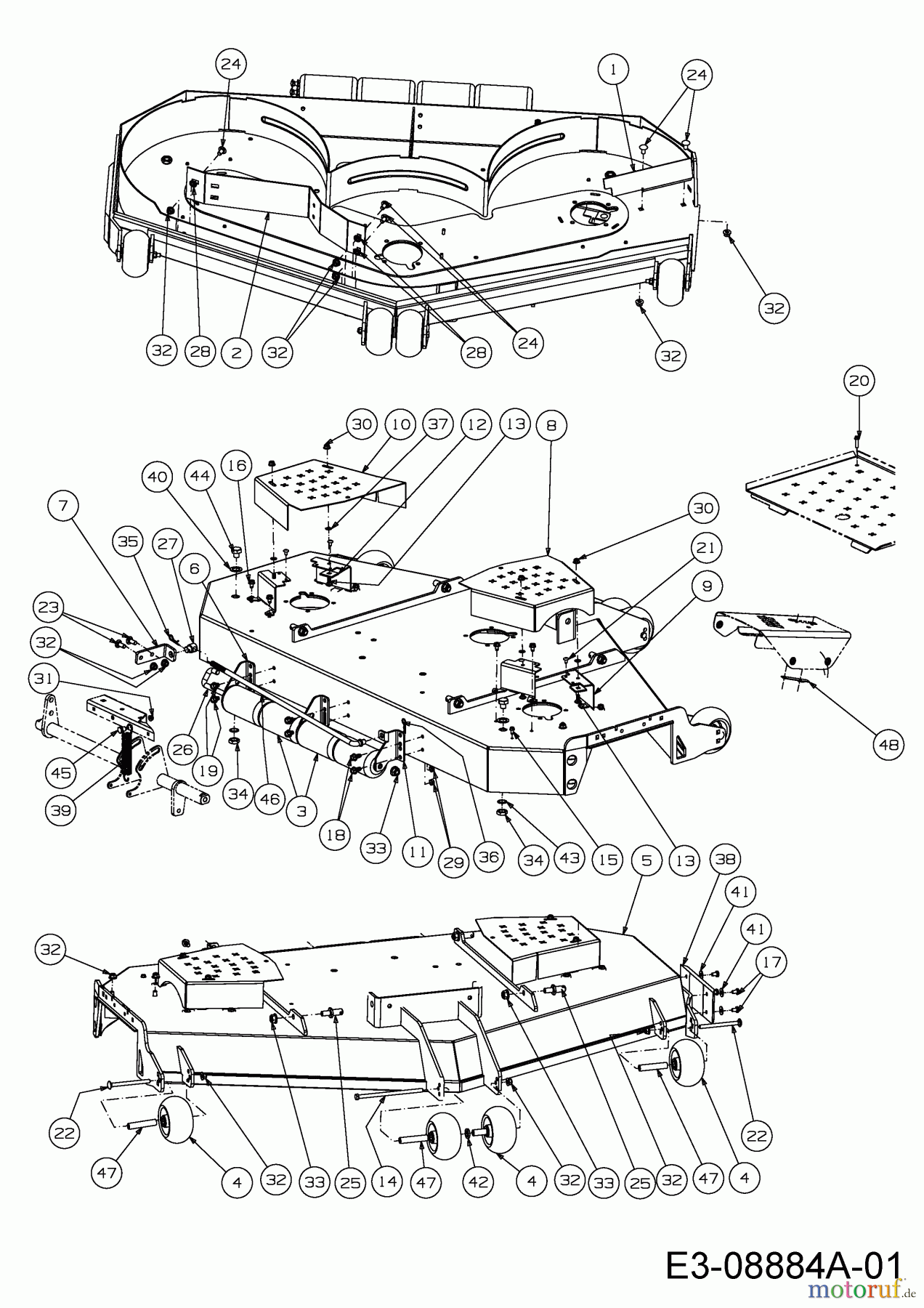 Cub Cadet Zero Turn Tank SZ 60 Commercial 53AI2PUD603 (2015) Mähwerksgehäuse, Räder, Rollen