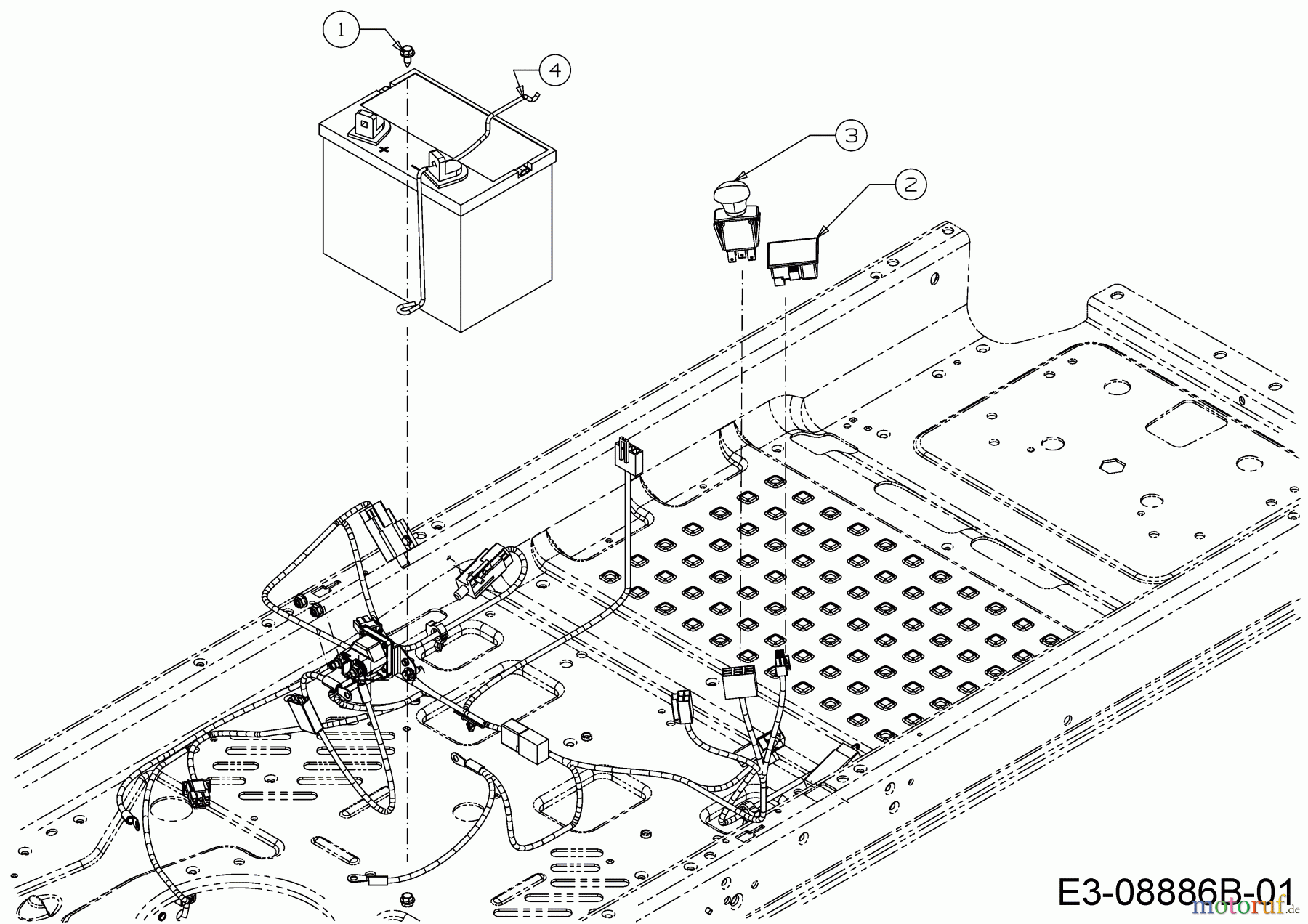 Cub Cadet Zero Turn XZ1 127 17CICACQ603 (2018) Batteriehalter, Betriebsstundenzähler, Einschaltung Elektromagnetkupplung