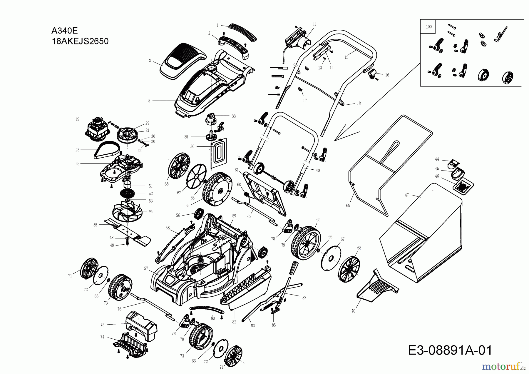  Wolf-Garten Elektromäher A 340 E 18AKEJS2650  (2017) Grundgerät