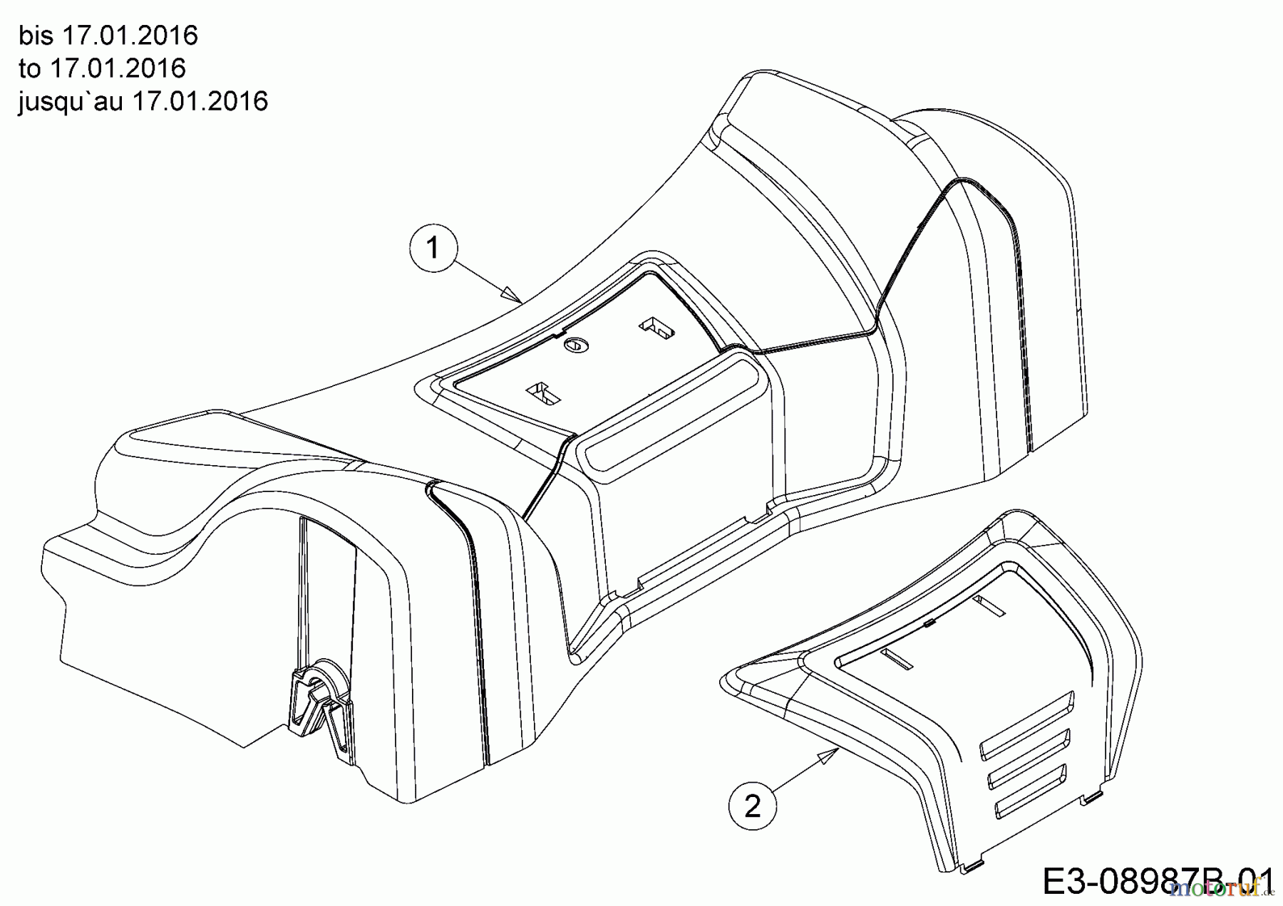 MTD Motormäher mit Antrieb SP 53 HWB 12B-PF7B648  (2016) Abdeckung Vorderachse bis 17.01.2016