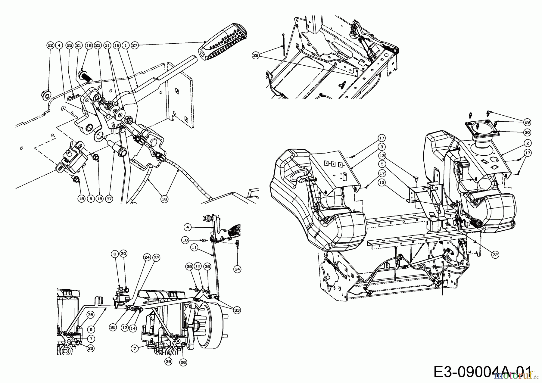 Cub Cadet Zero Turn Tank L 60 Commercial 53AN2RTD050 (2015) Bedienpanele, Bremsgestänge