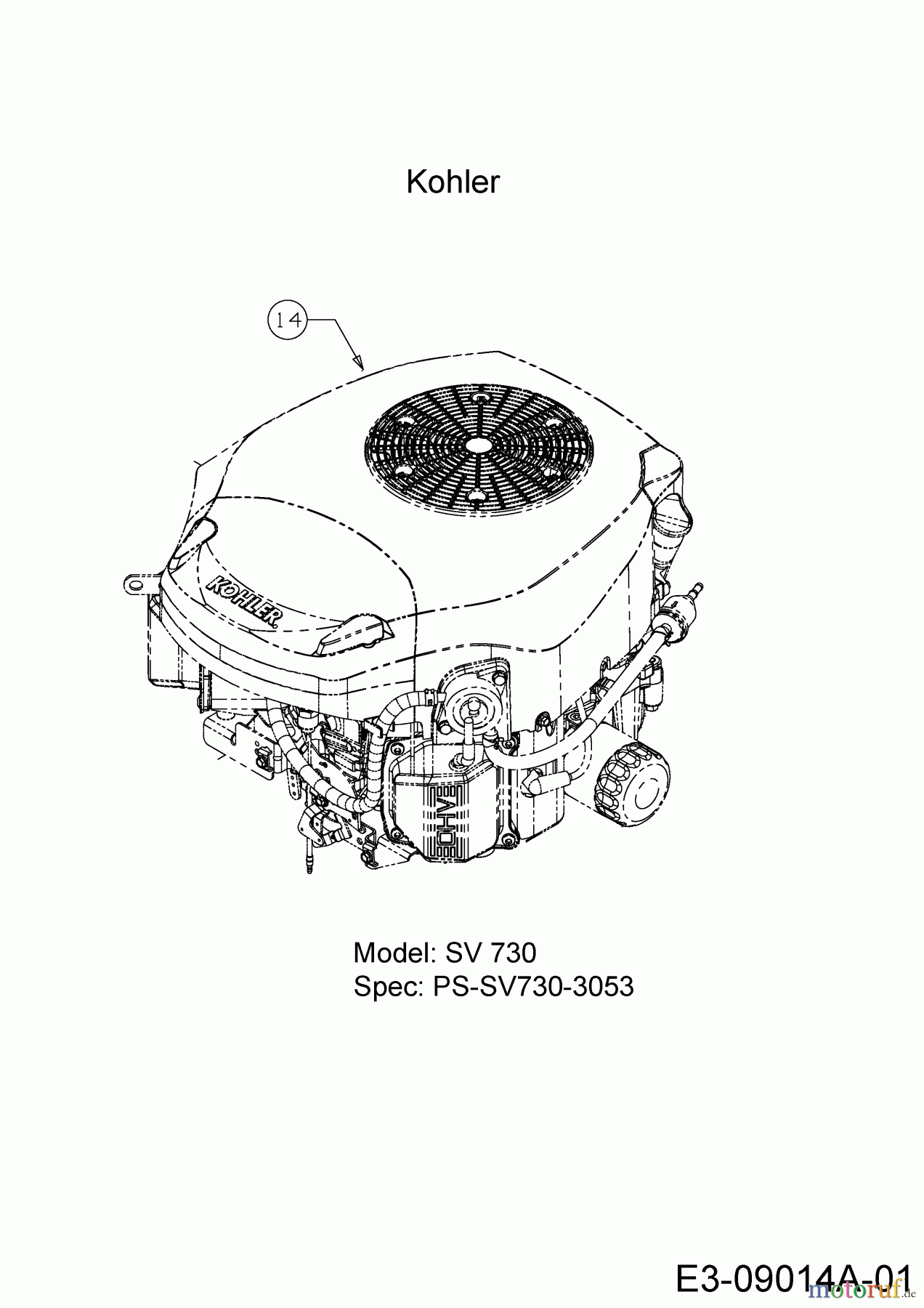Cub Cadet Zero Turn RZT L 50 17AFCACP330 (2015) Motor Kohler