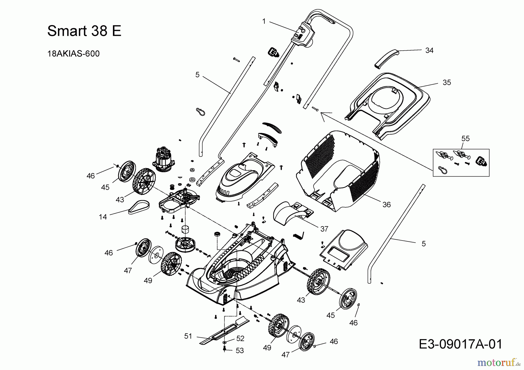MTD Elektromäher Smart 38 E 18AKIAS-600 (2017) Grundgerät