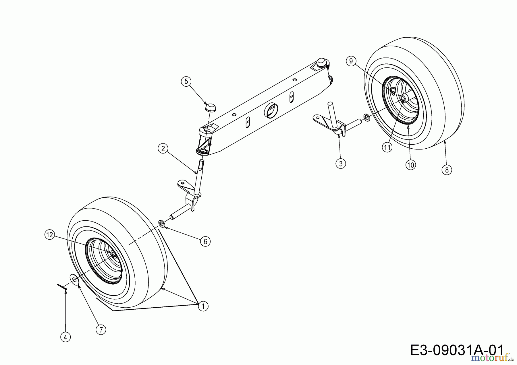 MTD Rasentraktoren H 145 13AA698F678 (2004) Achsschenkel, Räder vorne