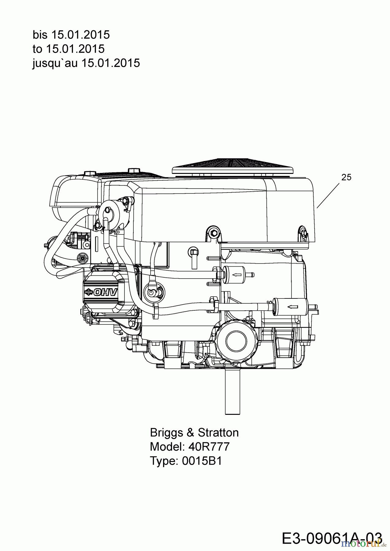 Guem Rasentraktoren GG 202 13HT763G607 (2015) Motor Briggs & Stratton bis 15.01.2015