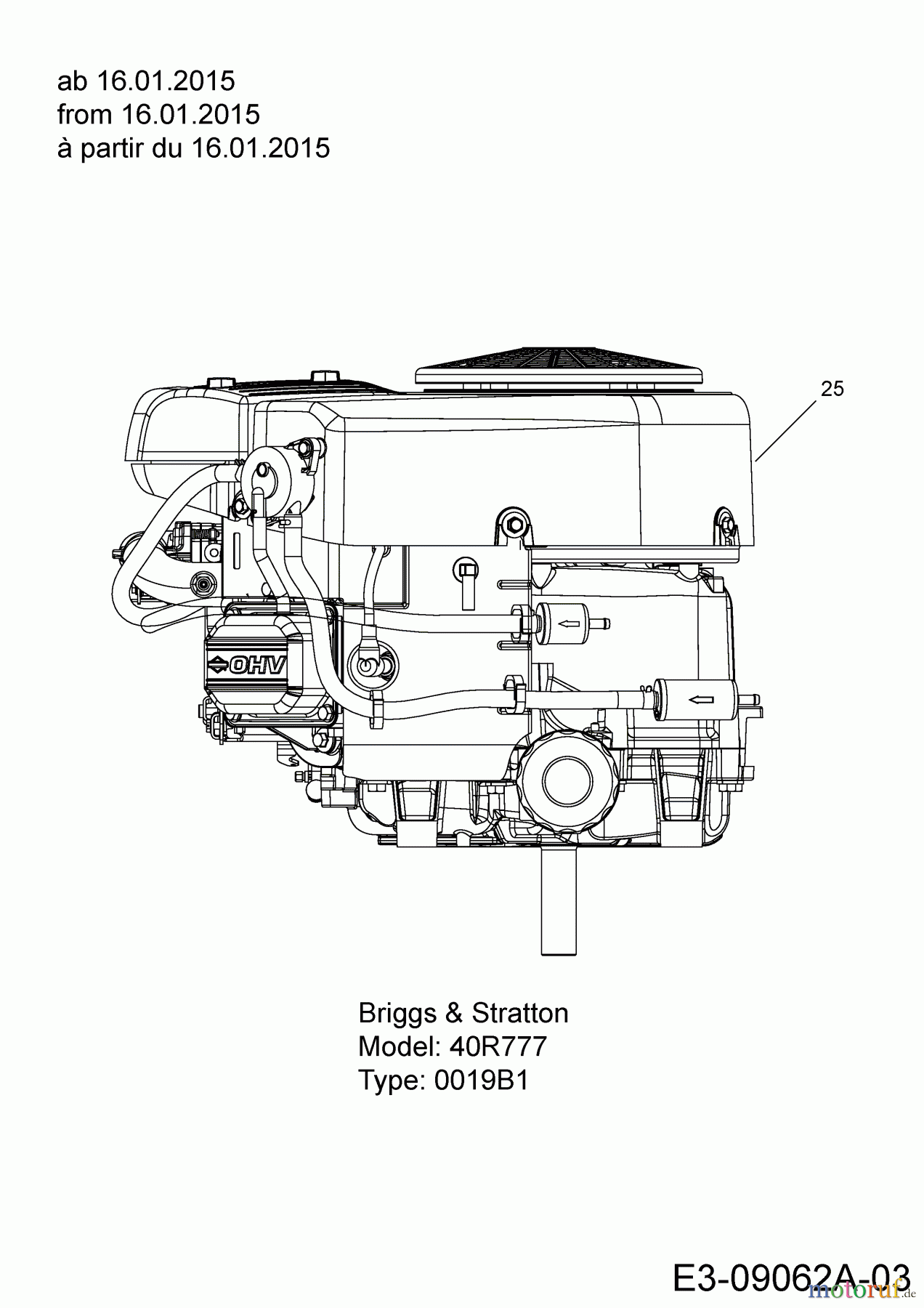 Guem Rasentraktoren GG 202 13HT763G607 (2015) Motor Briggs & Stratton ab 16.01.2015