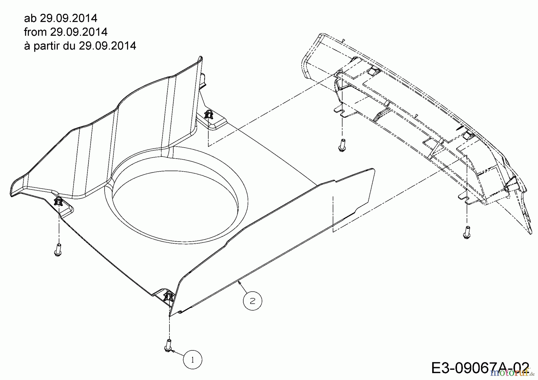 Cub Cadet Rasentraktoren CC 1022 KHT 13HF93AT603 (2014) Luftführung ab 29.09.2014