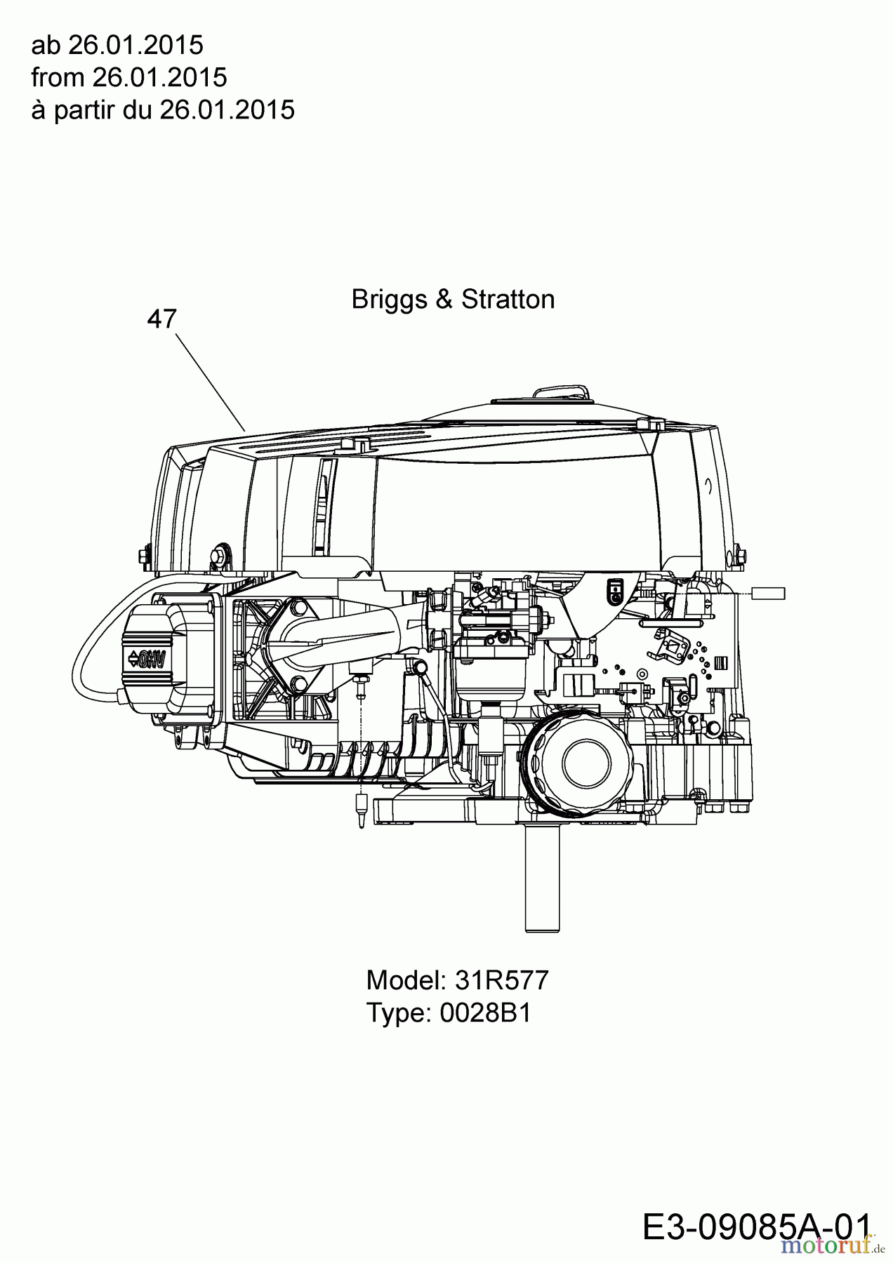  Cub Cadet Rasentraktoren CC 1016 AF 13BD90AF603  (2016) Motor Briggs & Stratton ab 26.01.2015