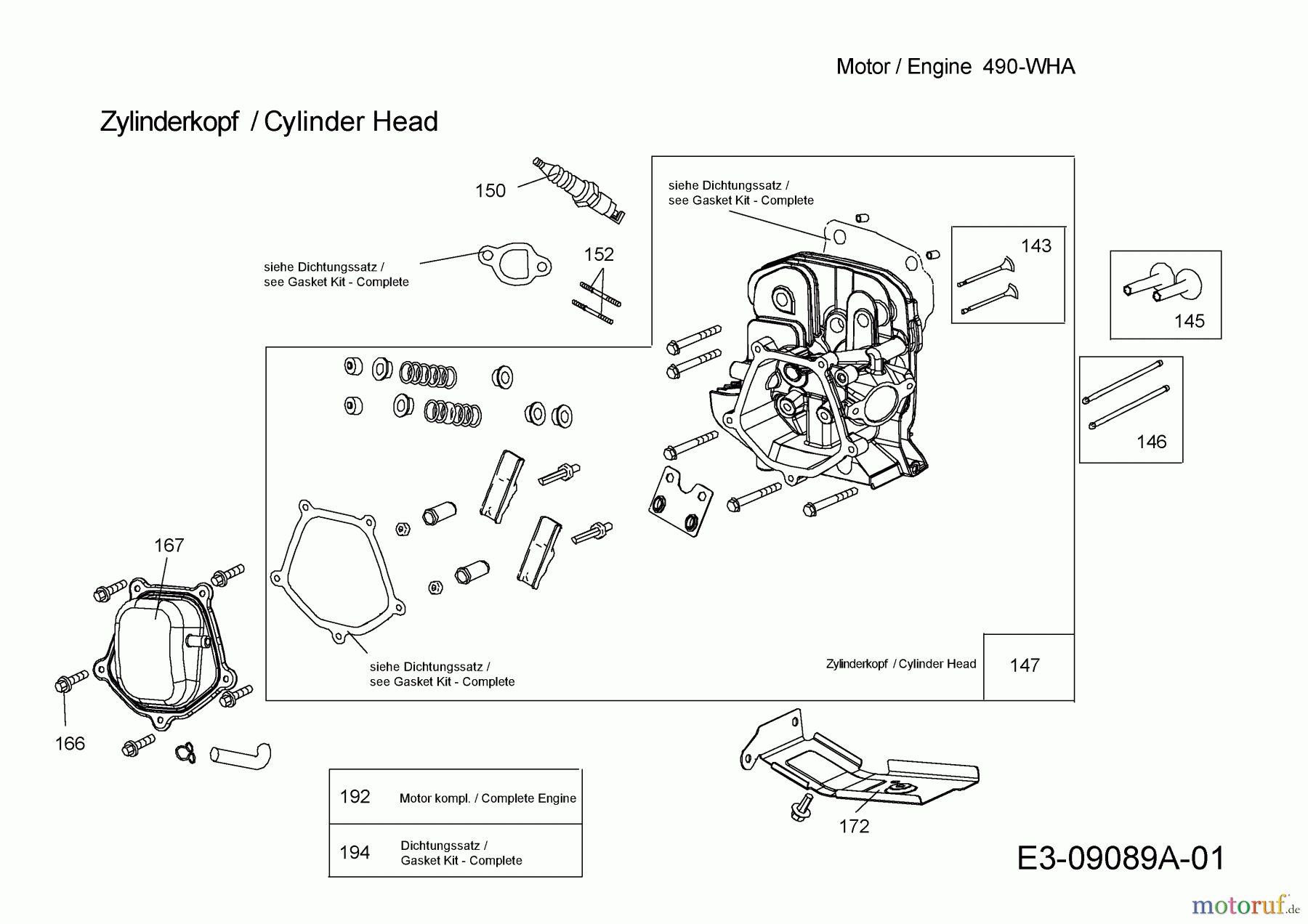 MTD-Motoren MTD horizontal 490-WHA 752Z490-WHA (2015) Zylinderkopf
