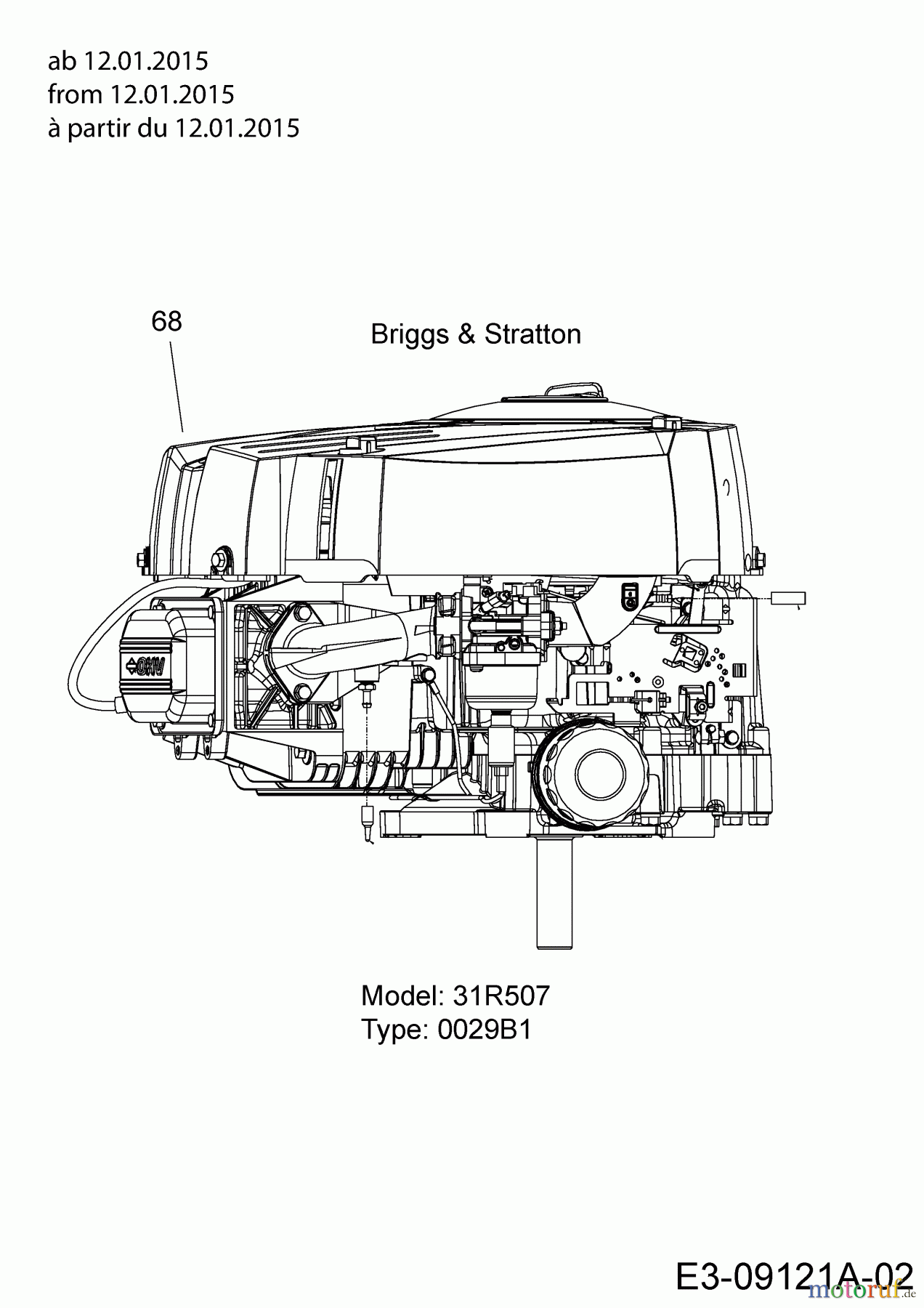  Mr. Bricolage Rasentraktoren BT 155-92 AH 2 13HM71KE648  (2015) Motor Briggs & Stratton ab 12.01.2015