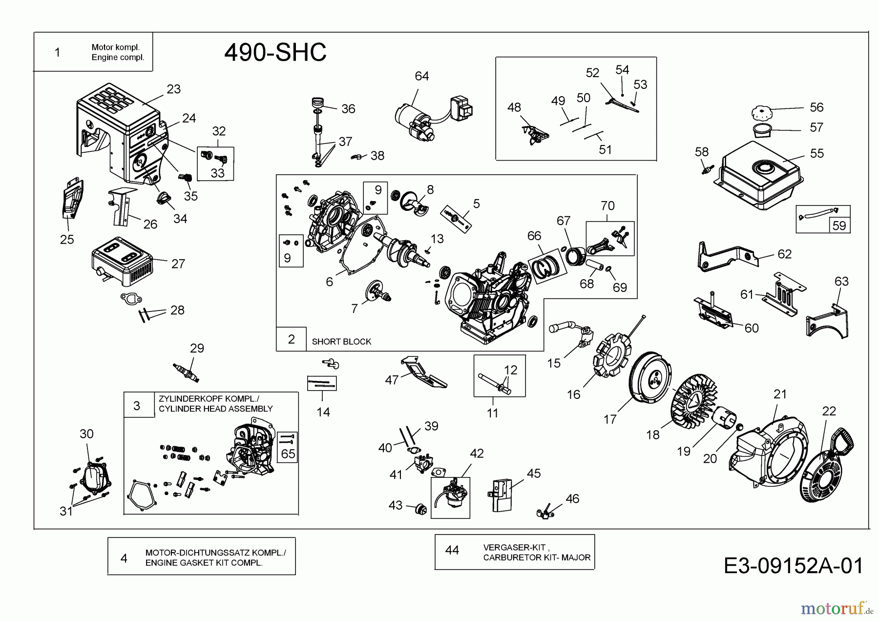  MTD-Motoren MTD horizontal 490-SHC 752Z490-SHC  (2015) Motor