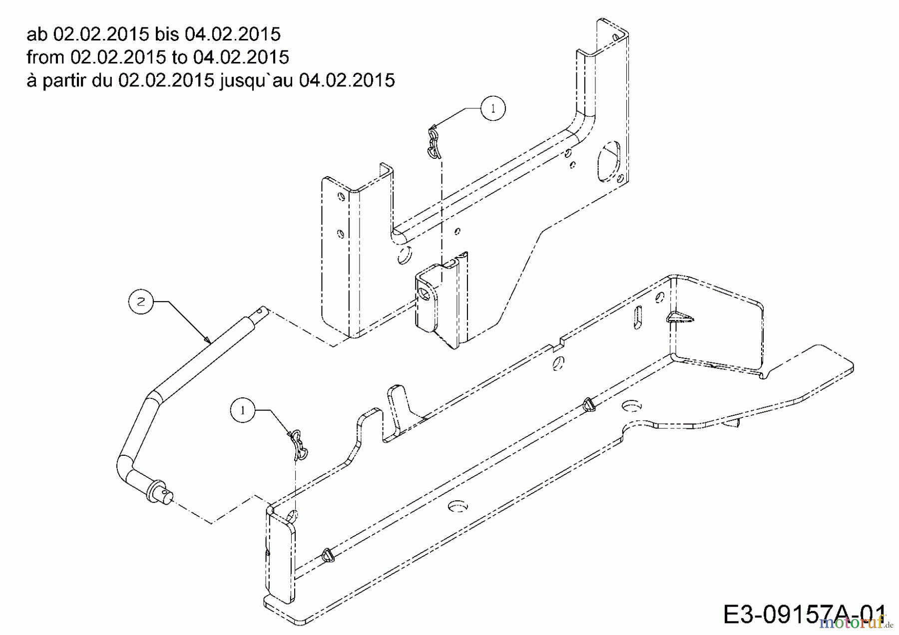 Cub Cadet Gartentraktoren CC 1224 KHP 14HQ94AP603 (2015) Mähwerksstabilisator ab 02.02.2015 bis 04.02.2015