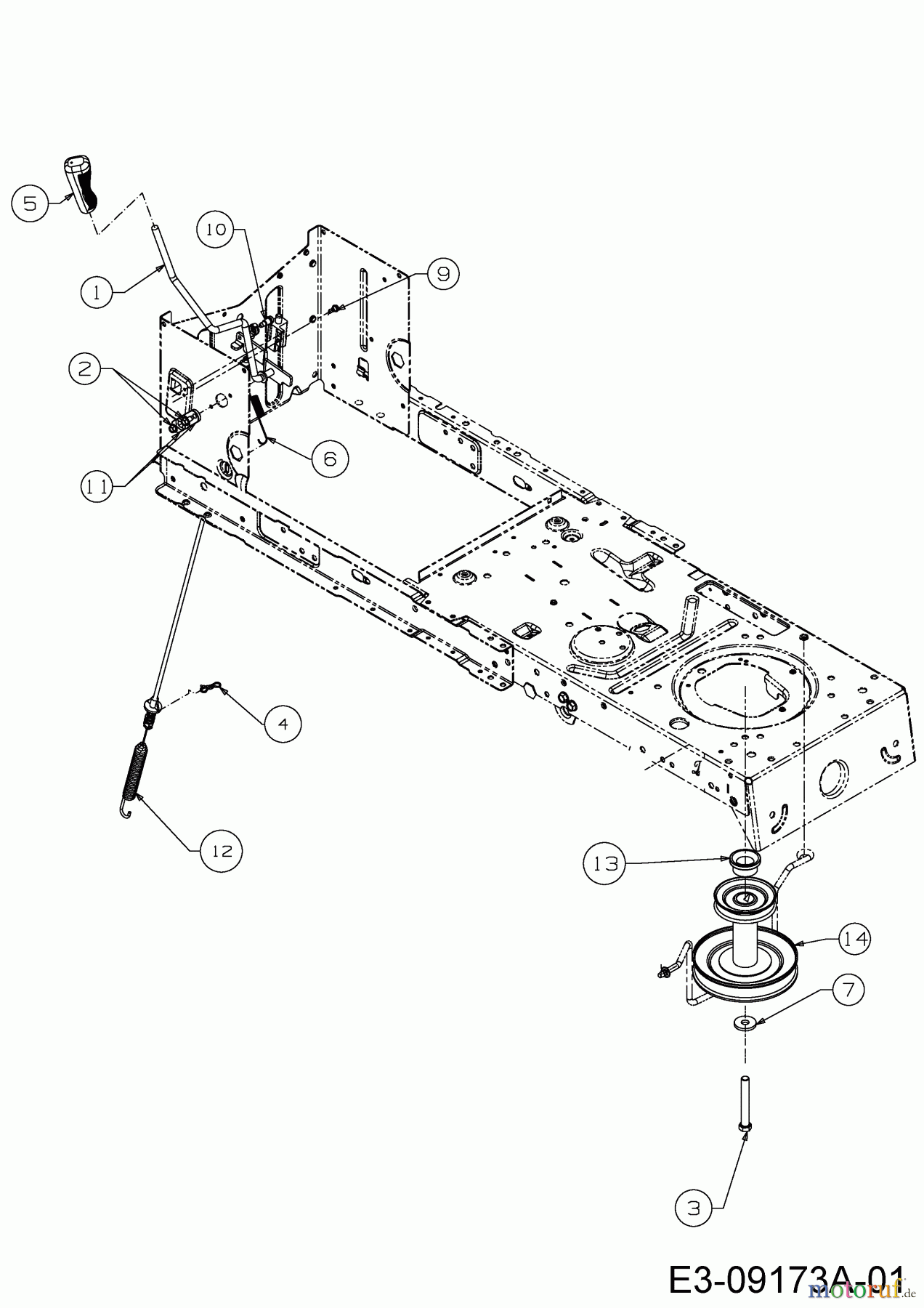 Troy-Bilt Rasentraktoren Horse XP 46 13AX79KT309  (2017) Mähwerkseinschaltung, Motorkeilriemenscheibe