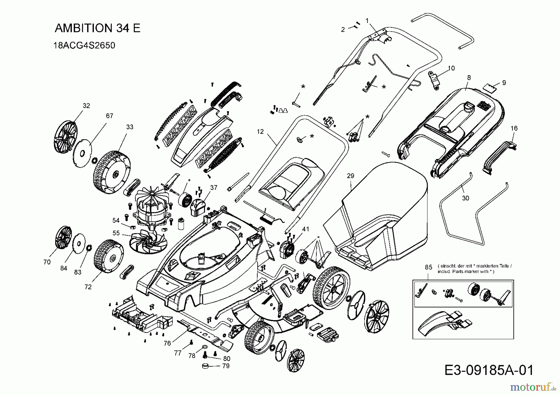 Wolf-Garten Elektromäher Ambition 34 E 18ACG4S2650  (2014) Grundgerät