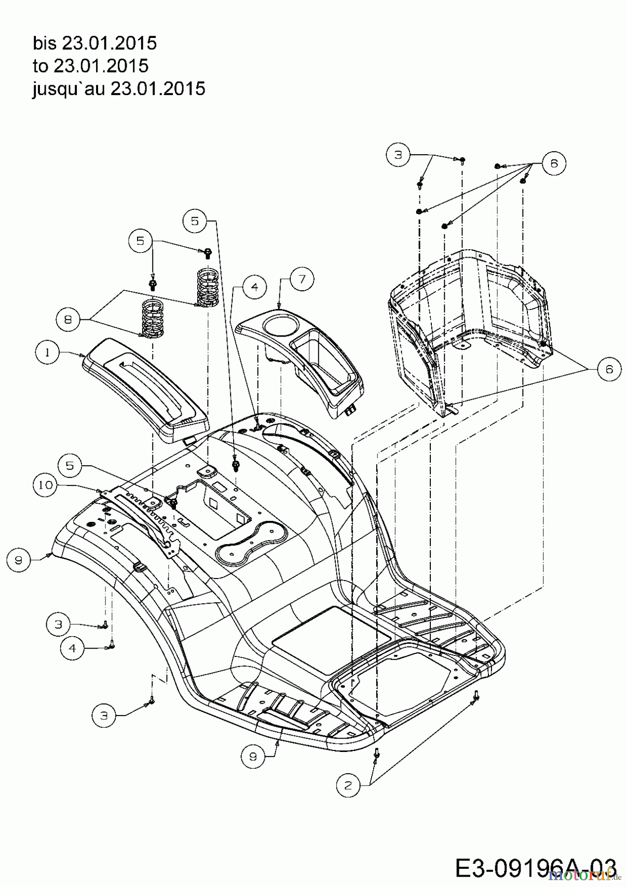  Troy-Bilt Rasentraktoren TB 2042 13APA1KS309  (2015) Sitzwanne bis 23.01.2015