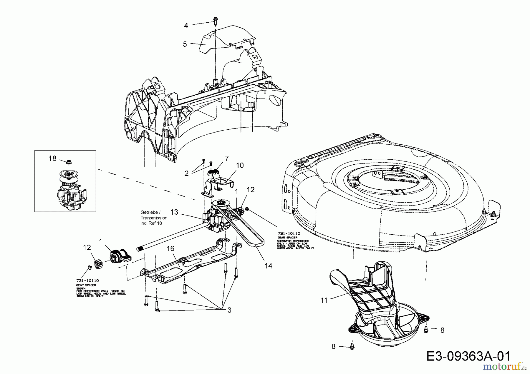 Cub Cadet Motormäher mit Antrieb SC 500 Z 12ABC62J710 (2015) Getriebe
