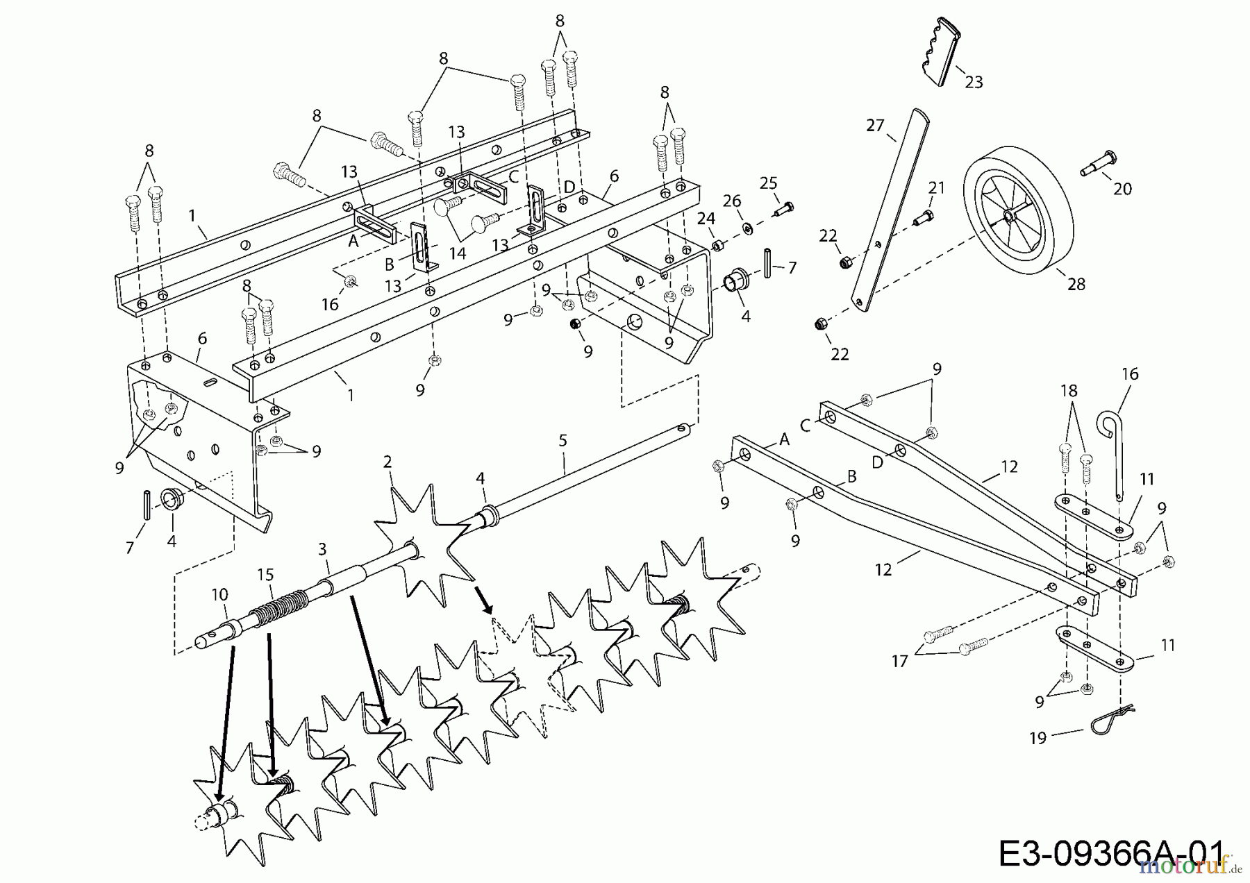  MTD Zubehör Zubehör Garten- und Rasentraktoren Rasenlüfter 45-0510  (196-889-000) 196-889-000  (2015) Grundgerät
