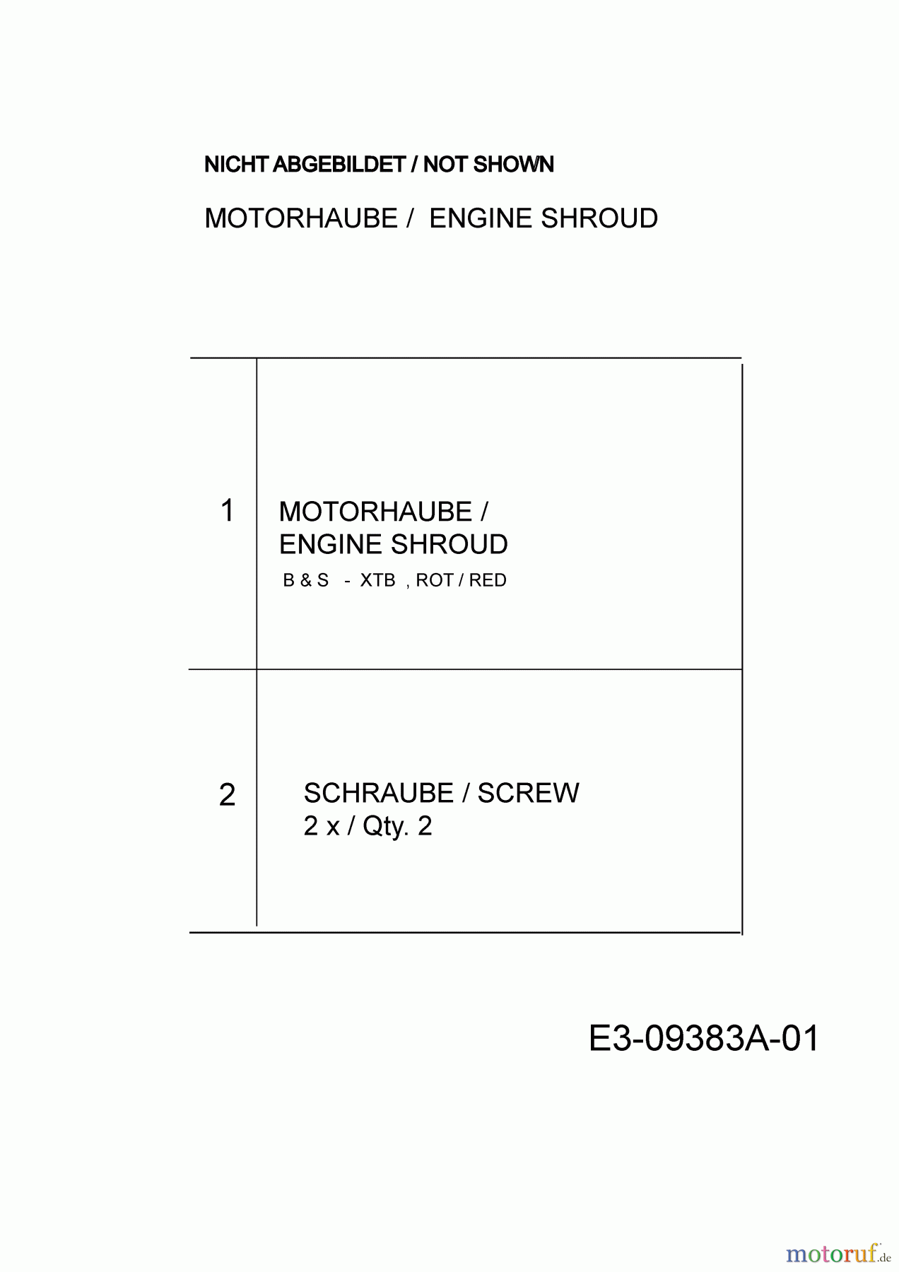 Troy-Bilt Motormäher mit Antrieb TB 230 12AVB2A3711 (2015) Motorhaube B&S