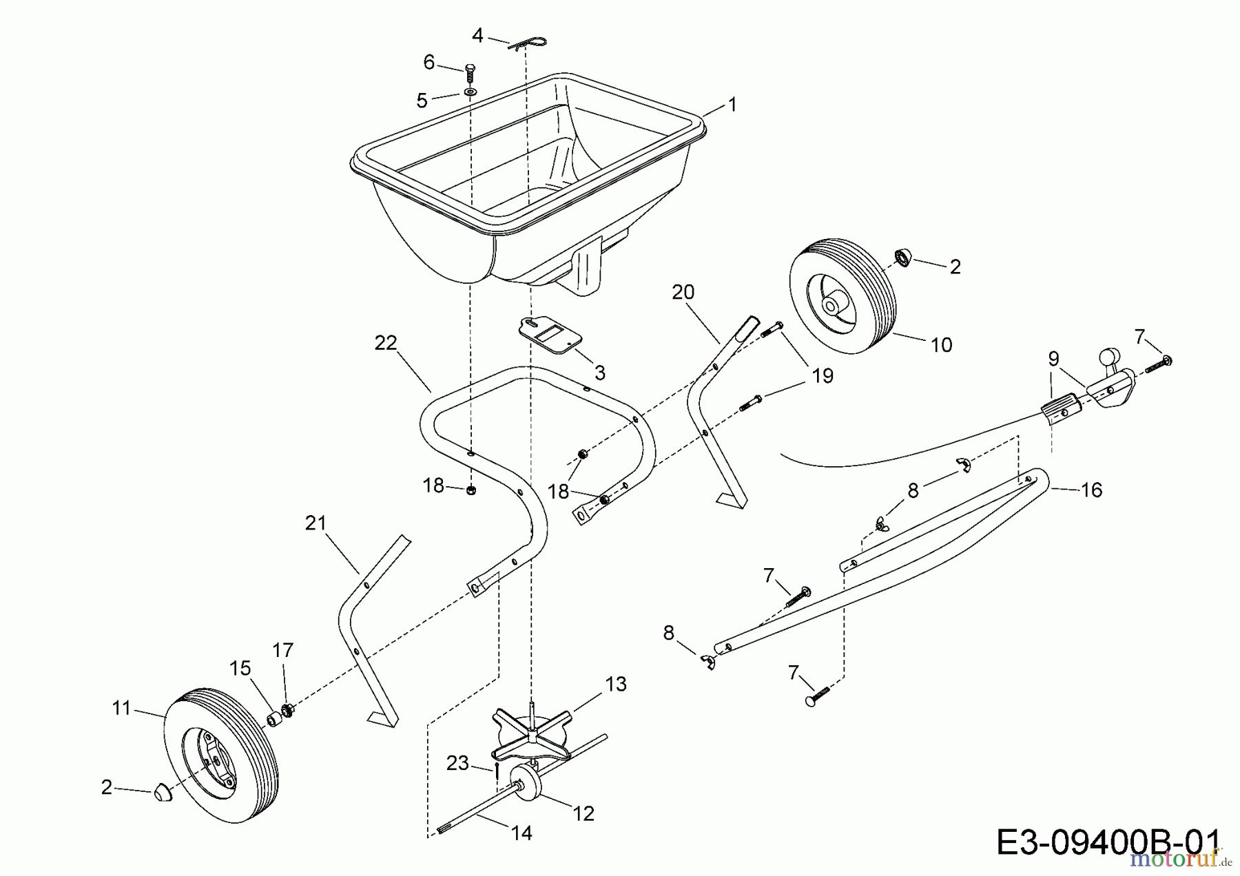 MTD Zubehör Zubehör handgeführte Geräte Streuer 45-03881  (196-055-000) 196-055-000  (2010) Grundgerät