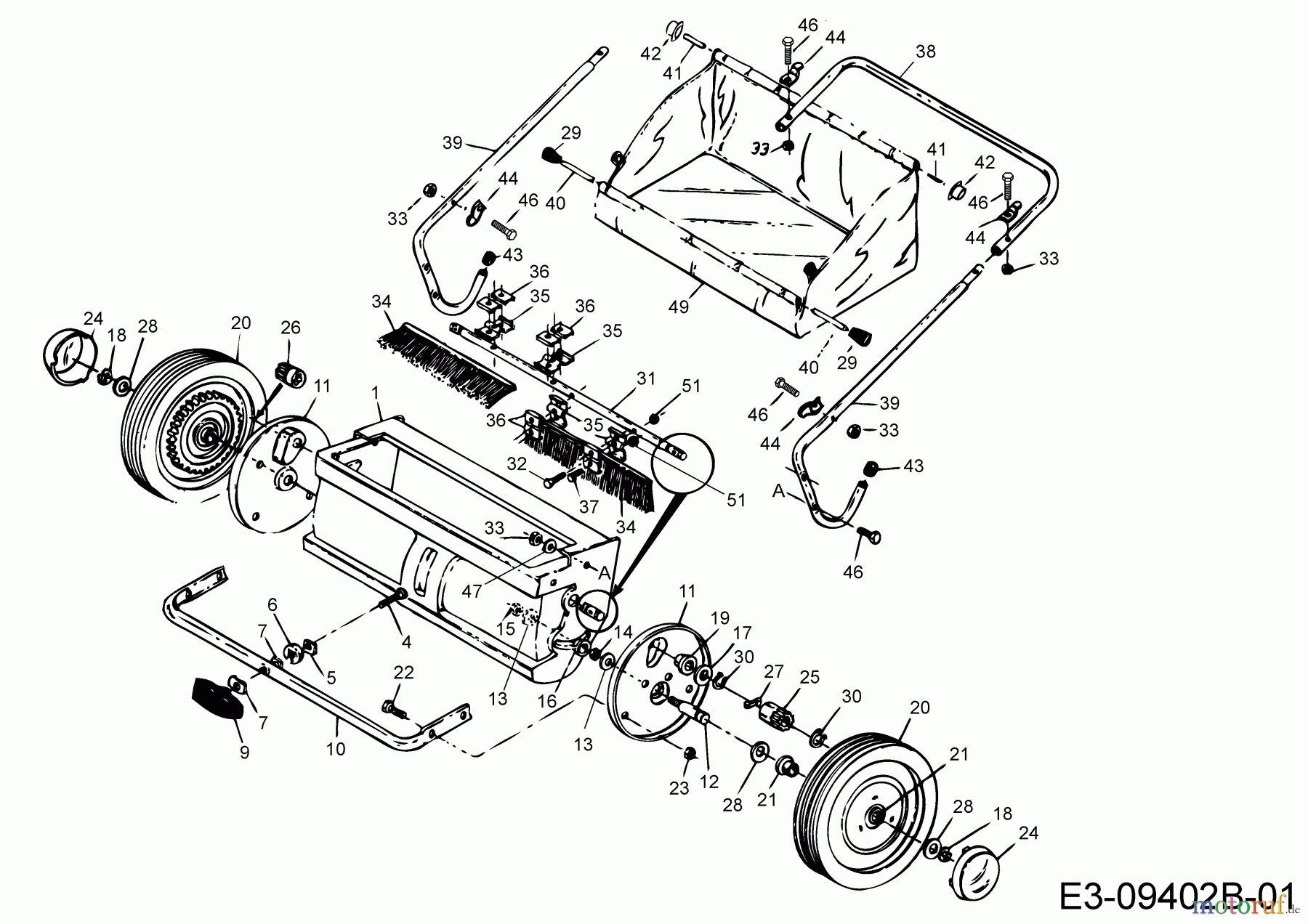  MTD Zubehör Zubehör handgeführte Geräte Rasenkehrer 45-02182  (190-142-000) 190-142-000  (2018) Grundgerät