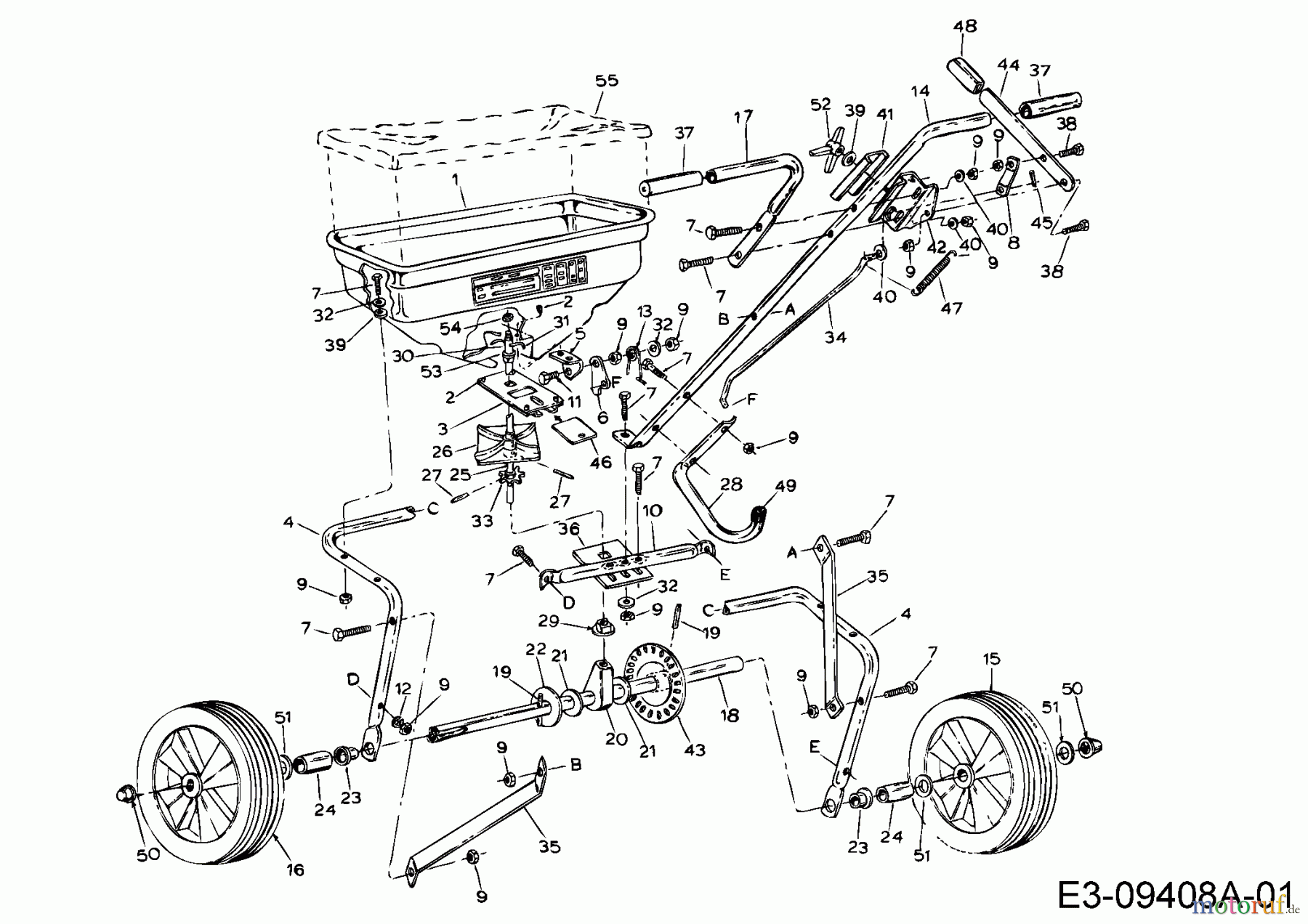  MTD Zubehör Zubehör handgeführte Geräte Streuer 45-0214  (190-524-000) 190-524-000  (2000) Grundgerät