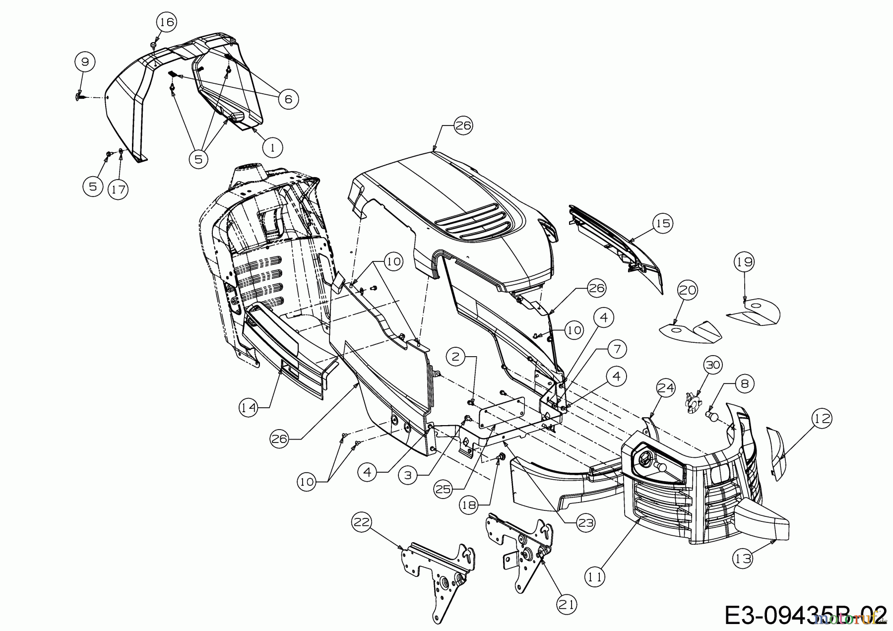 Cub Cadet Rasentraktoren LT3 PS96 13IG79DF603 (2017) Motorhaube D-Style