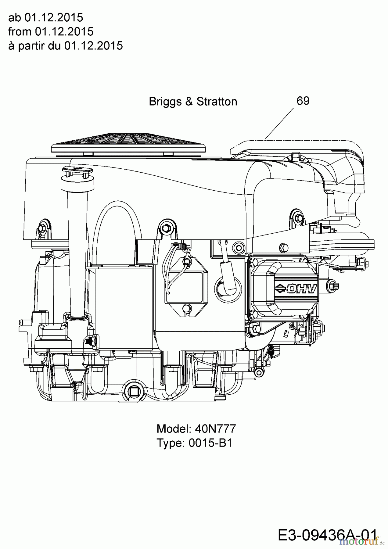 Cub Cadet Rasentraktoren CC 1020 BHN 13HT91AN603 (2016) Motor B&S ab 01.12.2015