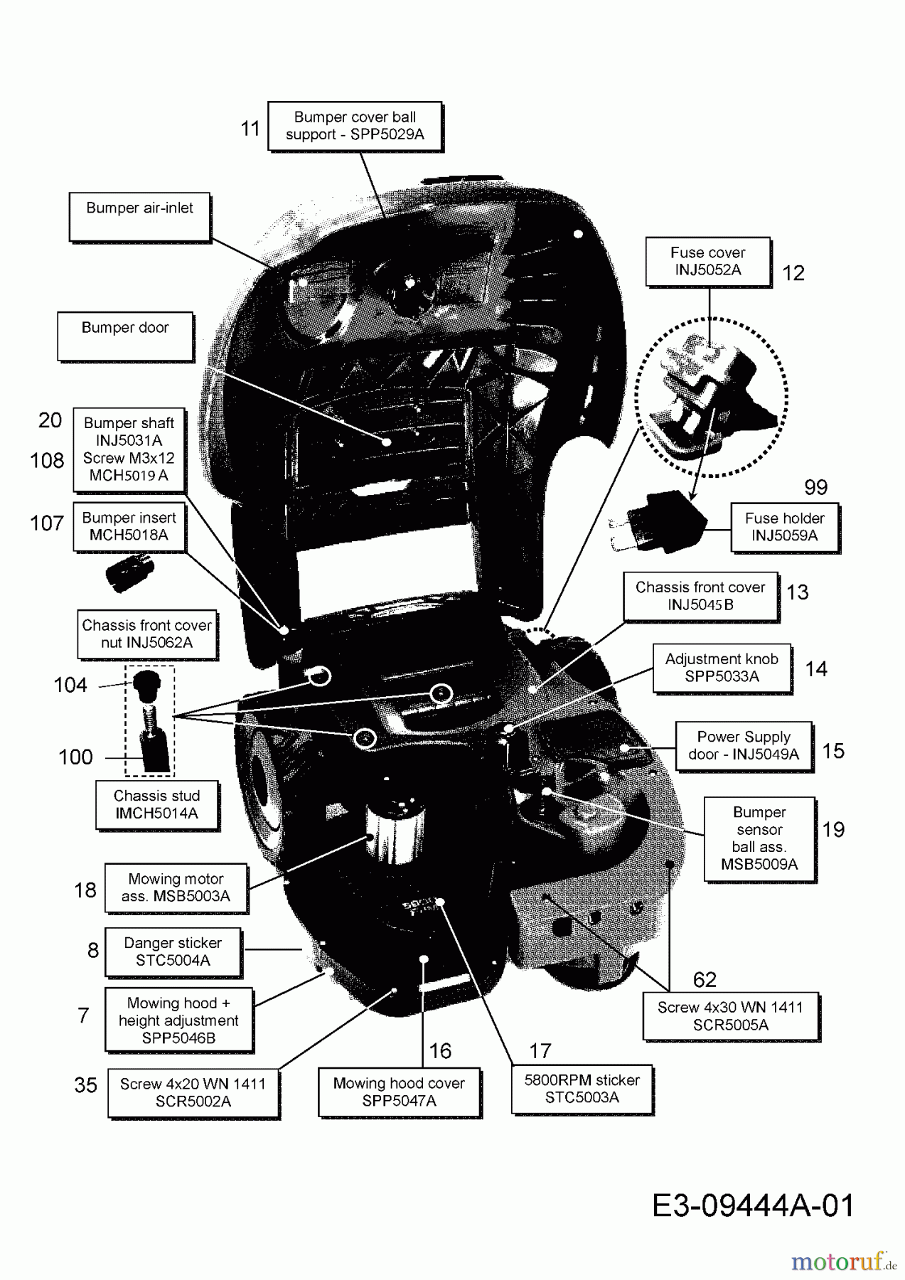 Wolf-Garten Mähroboter Robo Scooter 500 18AO05LA650 (2013) Mähdeck