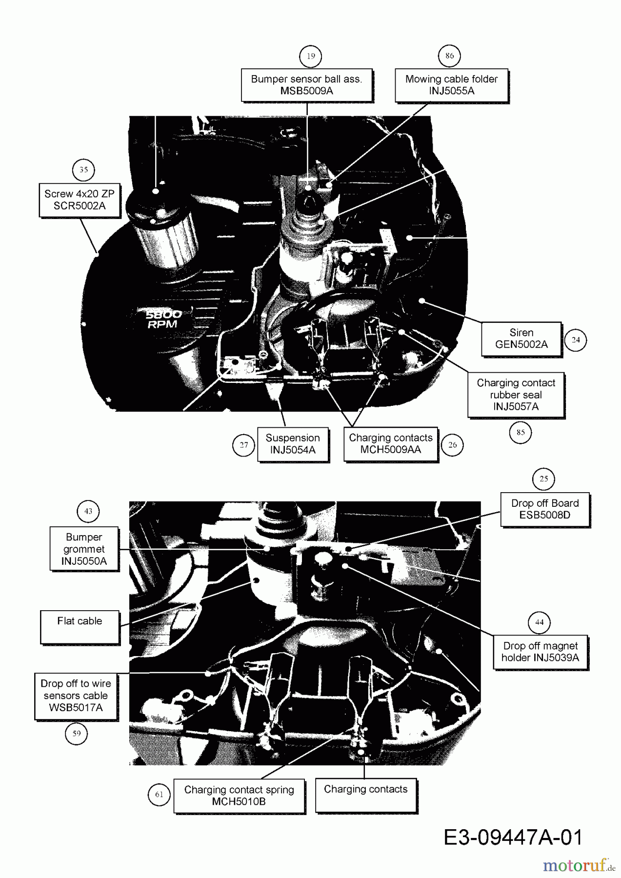  Cub Cadet Mähroboter Lawnkeeper 500 18AO05LA603  (2013) Ladekontakt