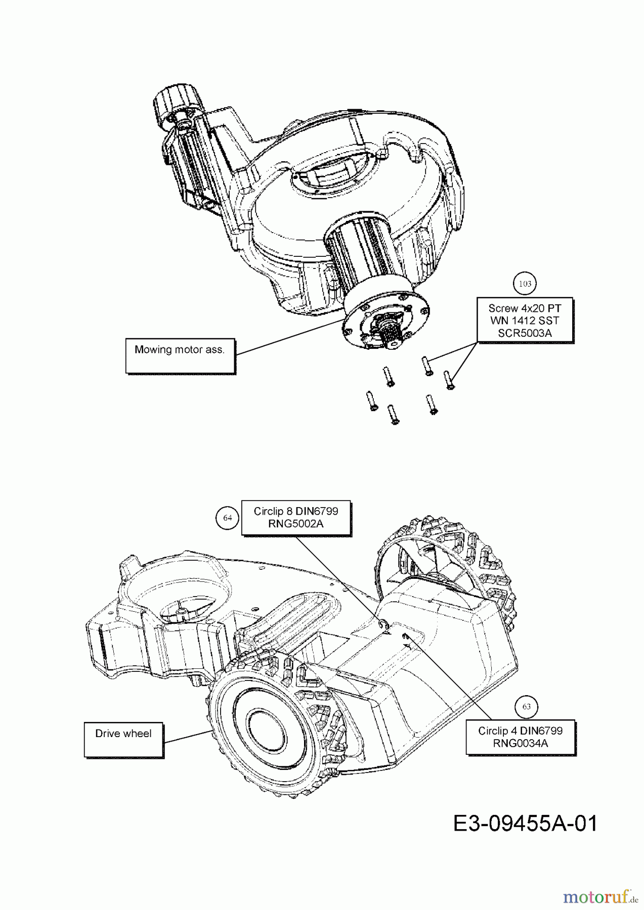 Cub Cadet Mähroboter Lawnkeeper 500 18AO05LA603 (2013) Motorschrauben