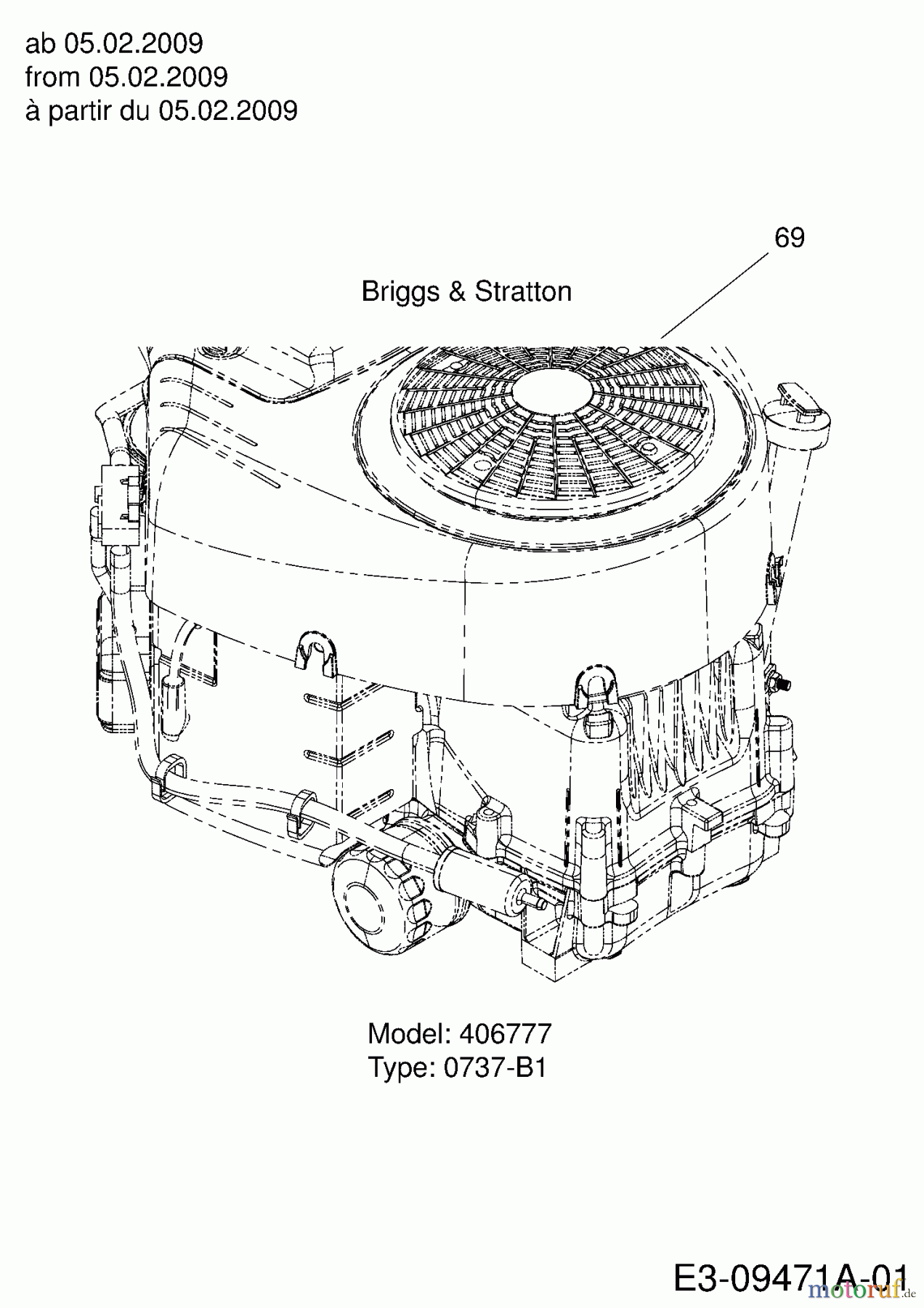  MTD Rasentraktoren 20/42 13AT775G308  (2009) Motor B&S ab 05.02.2009