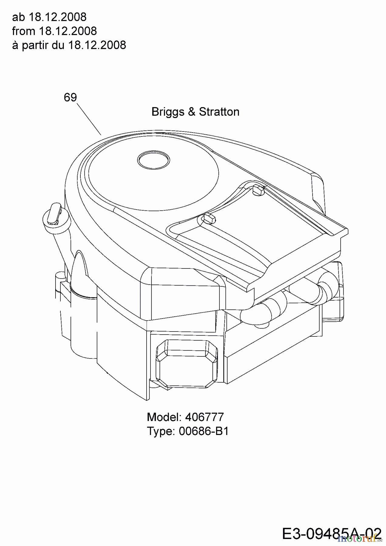  MTD Rasentraktoren Rasentrac 107 H 13AT793G626  (2009) Motor B&S ab 18.12.2008