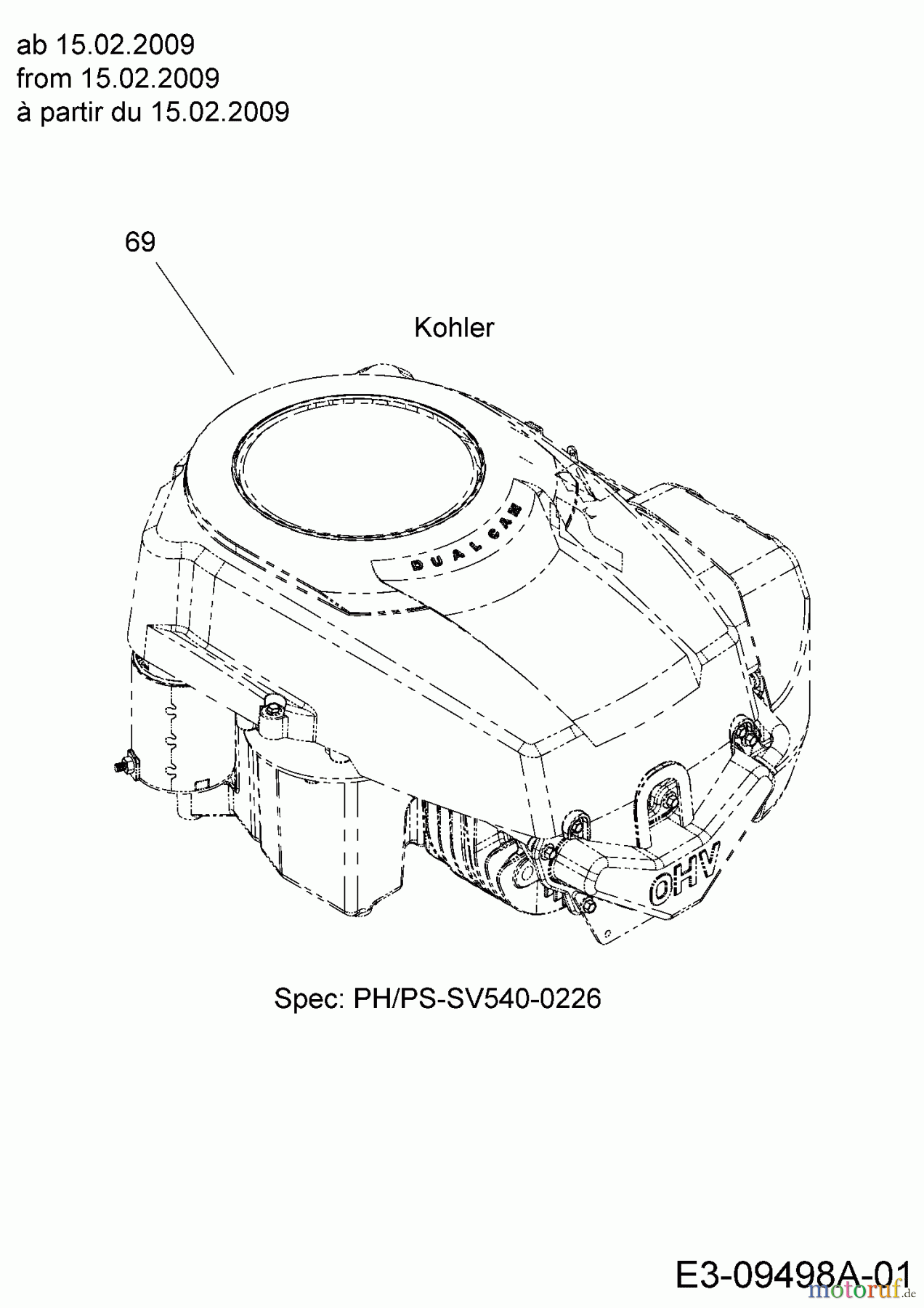Massey Ferguson Rasentraktoren MF 42-18 SH 13BV795G695  (2009) Motor Kohler ab 15.02.2009