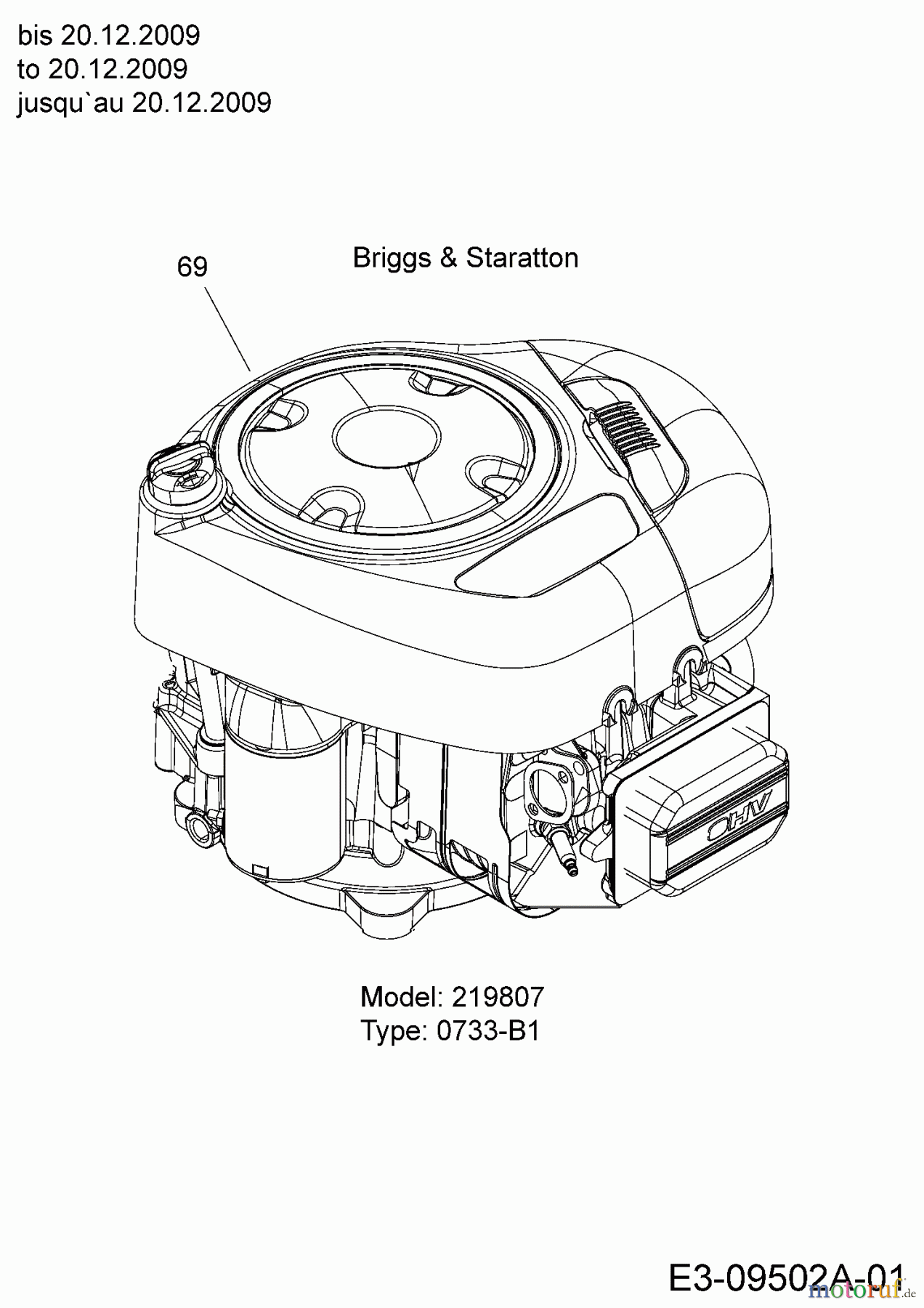 MTD Rasentraktoren LF 125 13RH773F600 (2010) Motor B&S bis 20.12.2009