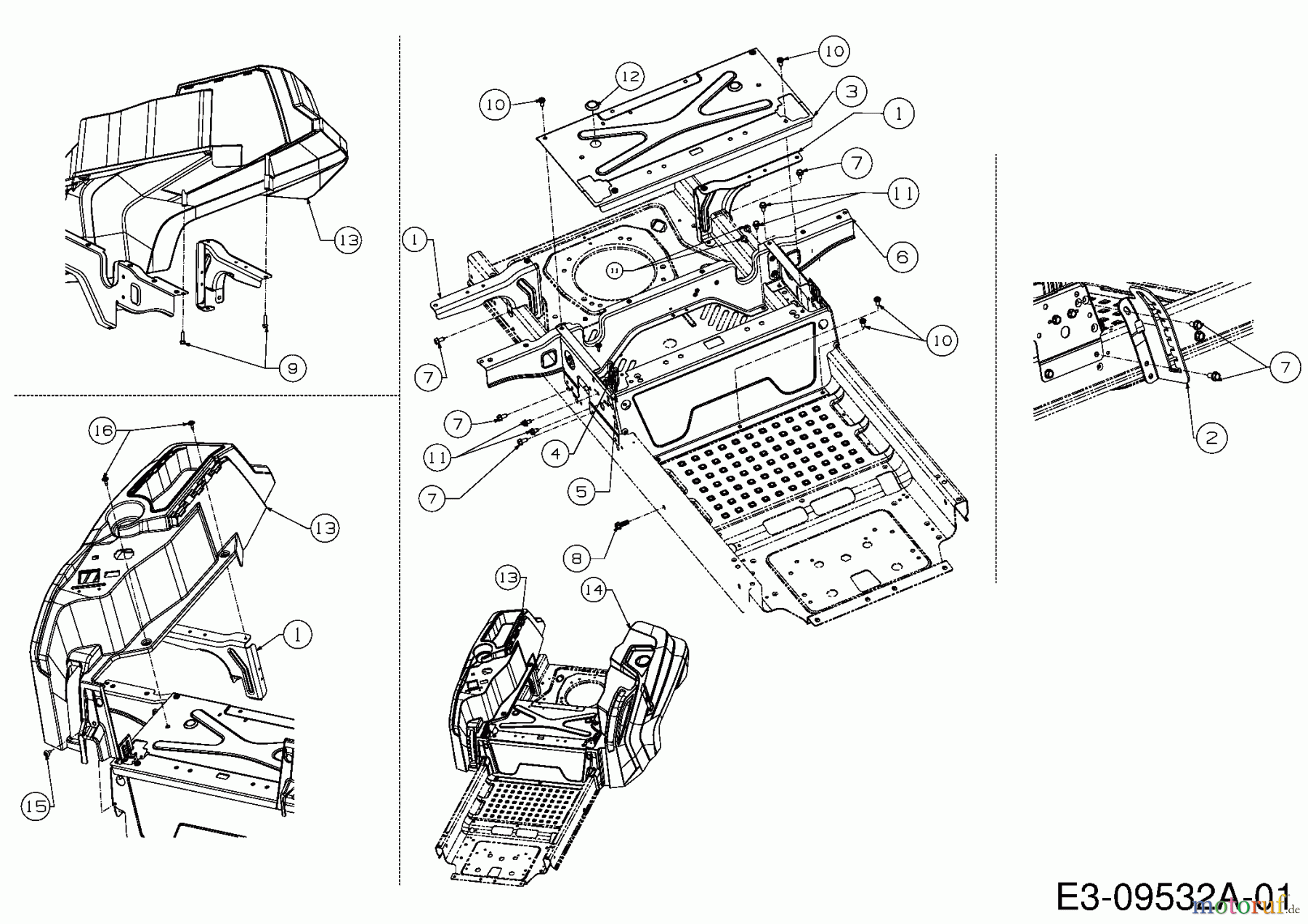 MTD Zero Turn Z 170 DH 17AMCACS678 (2016) Sitzplatte, Trägerplatte Tank, Tankverkleidung