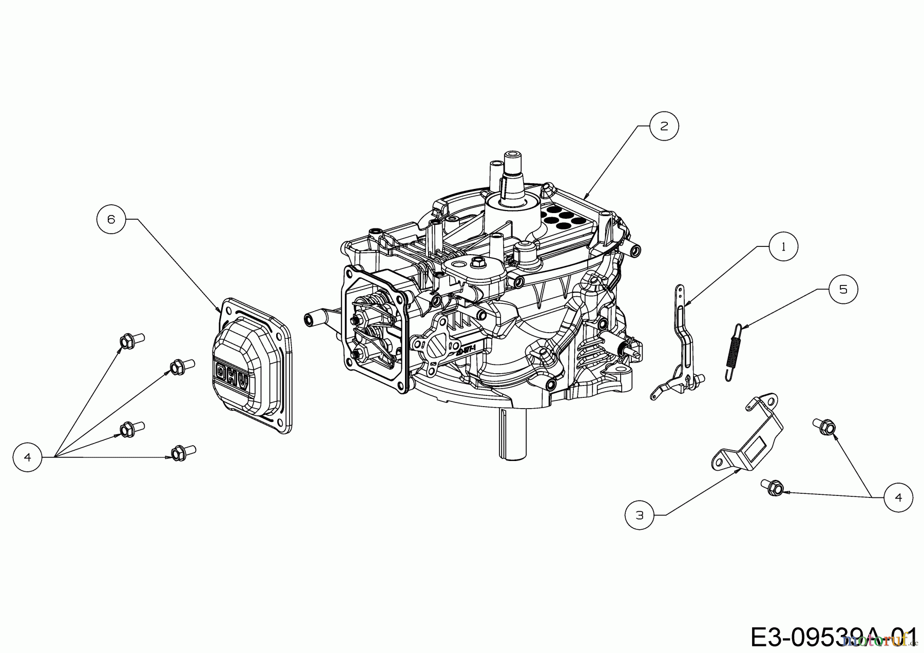 MTD-Motoren MTD vertikal 1 P 57 RH 752Z1P57RH (2016) Reglerarm, Short Block, Zylinderkopfdeckel