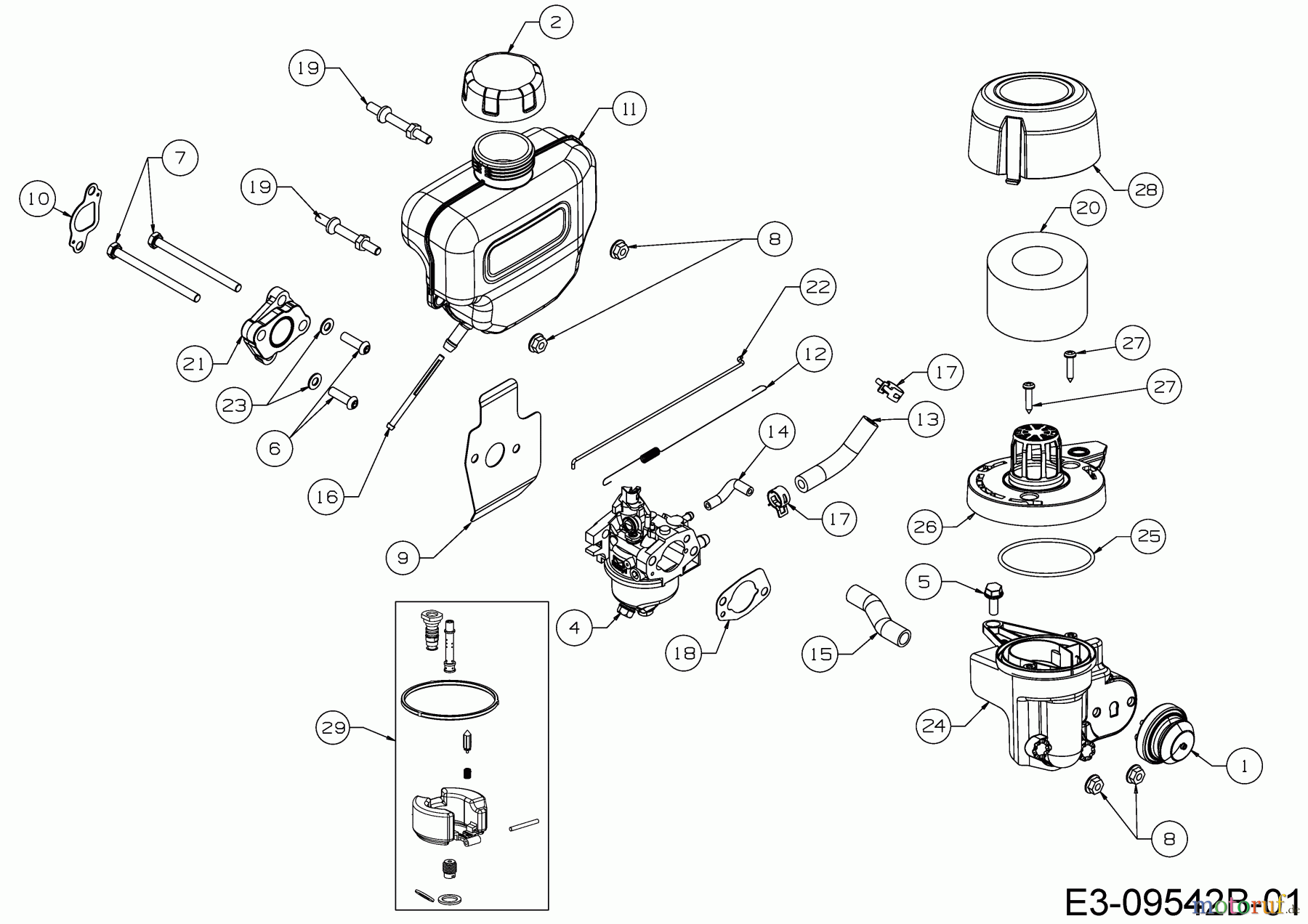  MTD-Motoren Vertikal 1P57NH 752Z1P57RH  (2018) Luftfilter, Reglerstange, Tank, Vergaser