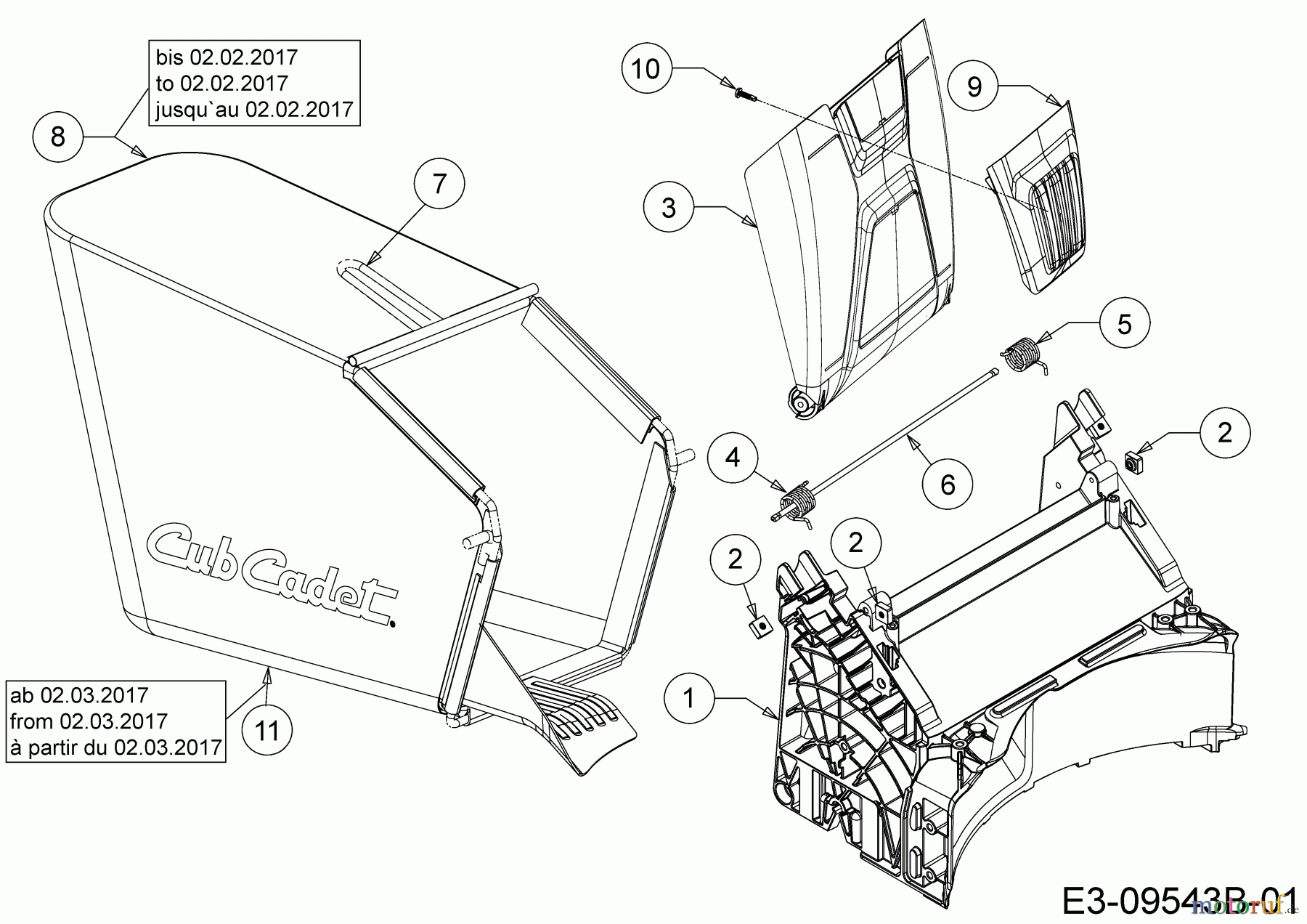 Cub Cadet Motormäher LM 1 CPB 46 11A-TQ5C603 (2017) Grasfangsack, Heckklappe, Leitstück hinten