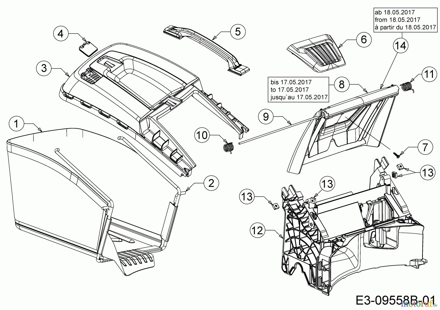  Gutbrod Motormäher HB 46 B 11A-TQ5E690  (2017) Grasfangsack, Heckklappe, Leitstück hinten