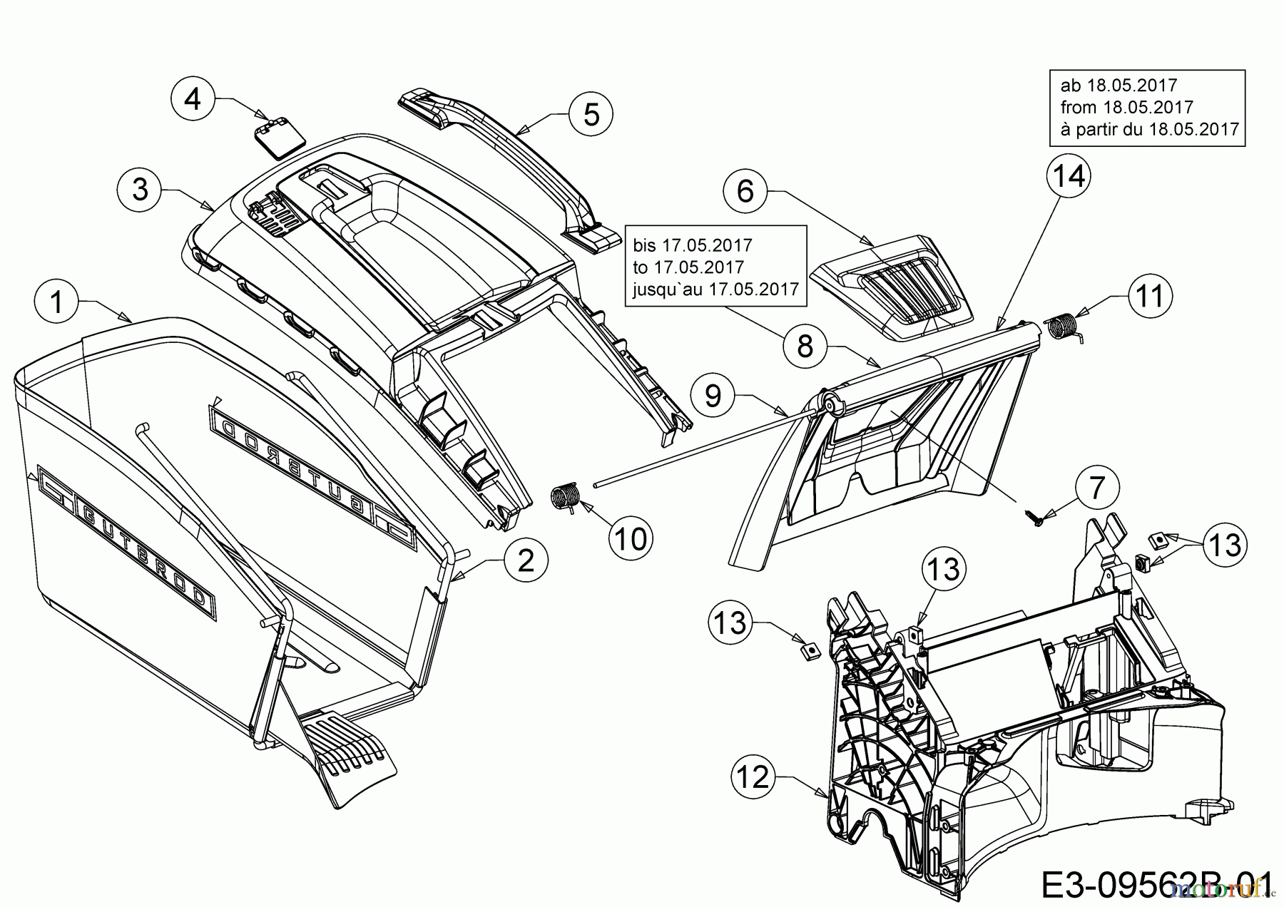 Gutbrod Motormäher mit Antrieb HB 46 AB 12ABTV5E690 (2017) Grasfangsack, Heckklappe, Leitstück hinten