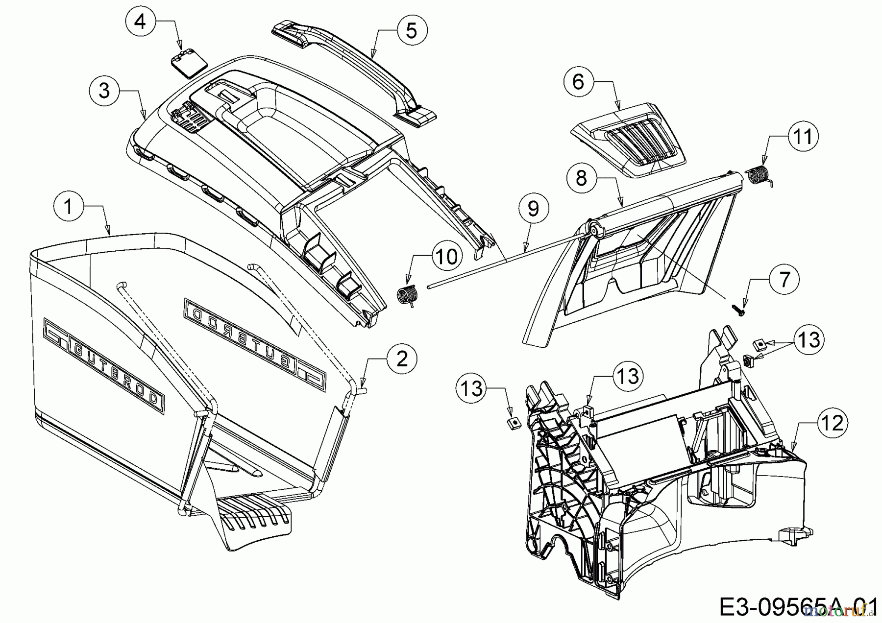 Gutbrod Motormäher mit Antrieb HB 53 AB 12ABPV5L690 (2016) Grasfangsack, Heckklappe, Leitstück hinten