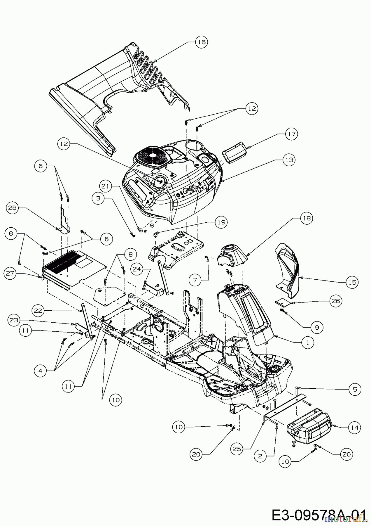 Wolf-Garten Rasentraktoren Scooter Hydro 13A221SD650 (2016) Frontgewicht, Verkleidungen