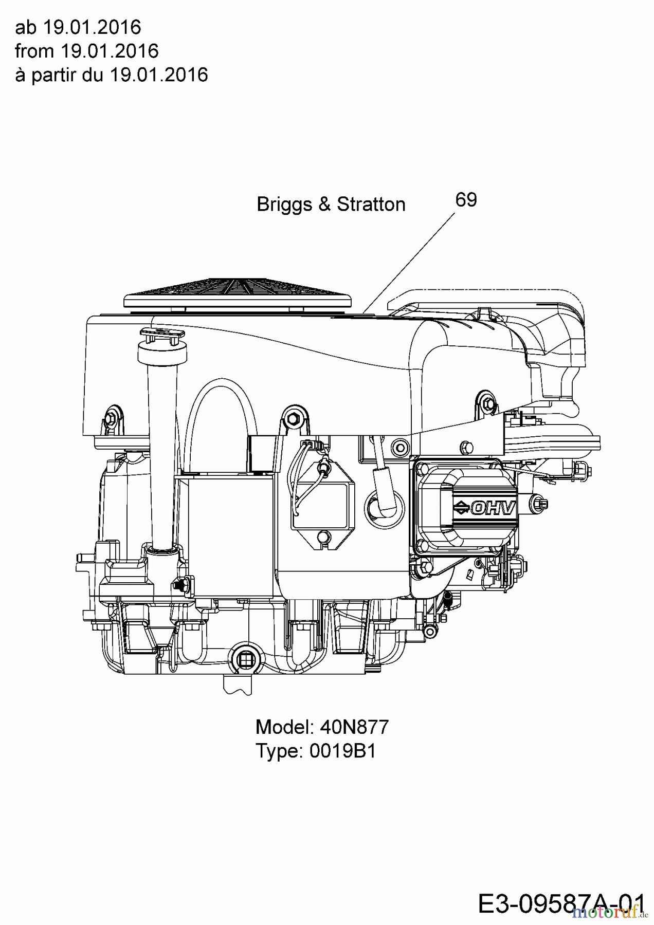 Blisar Rasentraktoren GN 222 13HU763N607 (2017) Motor Briggs & Stratton ab 19.01.2016